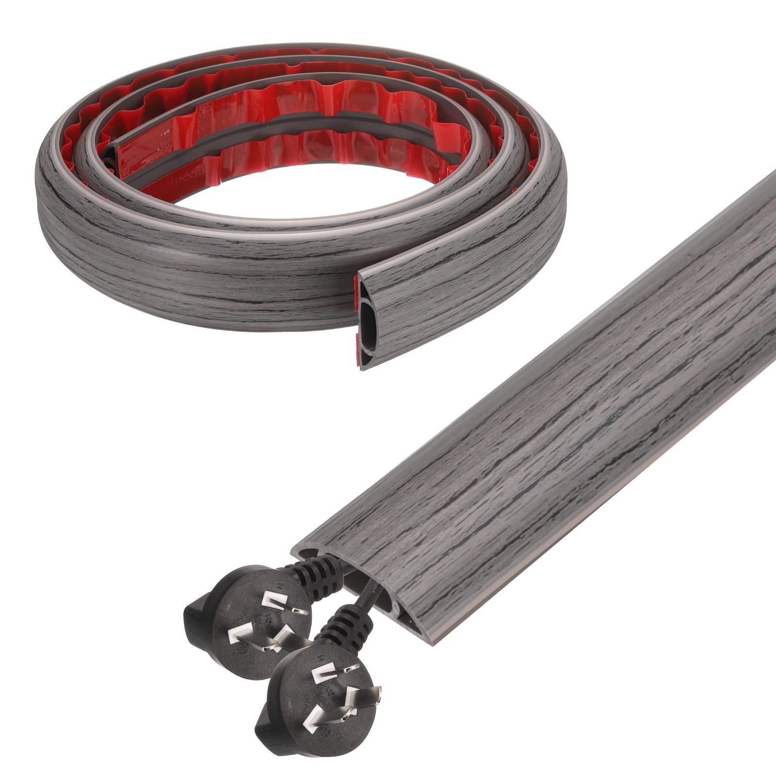 4ft D Cord Cover Floor W0.6" x  H0.33" Hide Cable Wire Covers Dark Grey