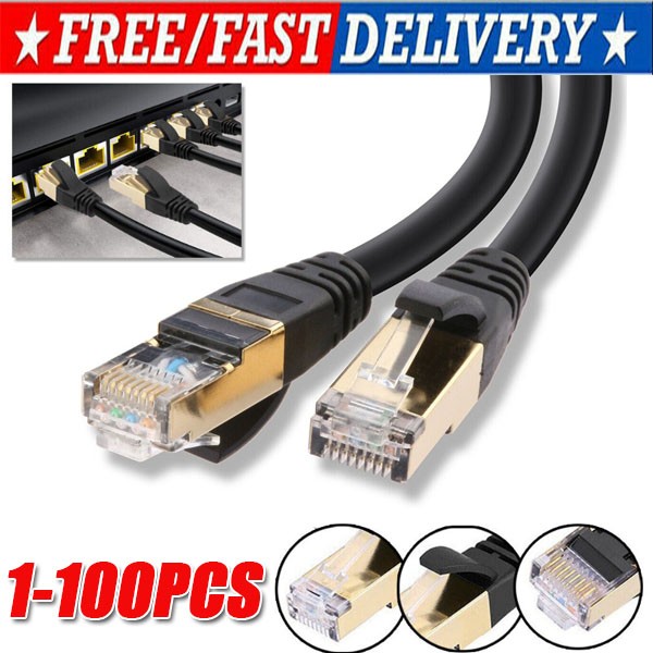 Cat 8 Ethernet RJ45 Cable Super Speed 40Gbps Patch LAN Network Gold Plated Lot