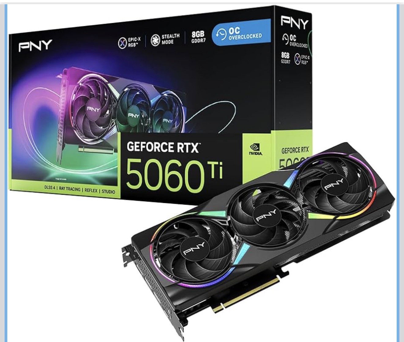 PNY NVIDIA GeForce RTX 5060 Ti 8GB GDDR7 OC RGB PCIe Graphics Card