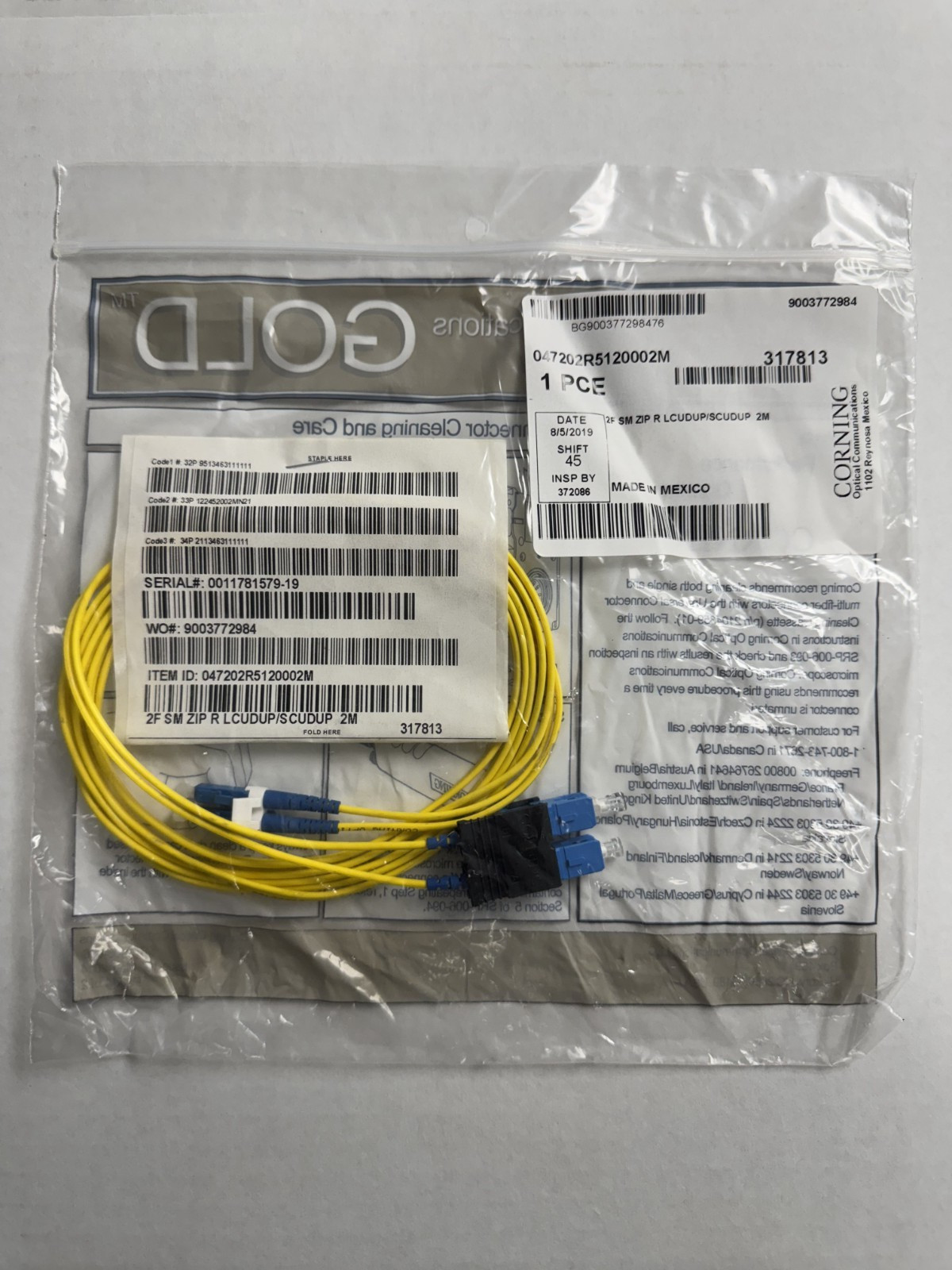 1- Corning Cable Systems 040402R5120002M FIBER OPTIC