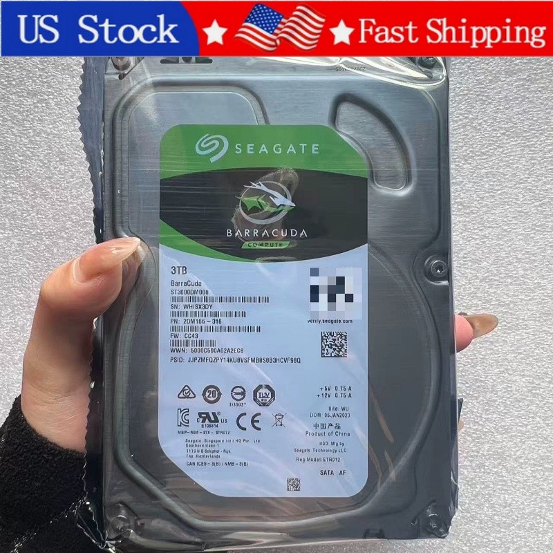 Seagate ST3000DM008 BarraCuda 3TB 3.5" SATA 6Gb HDD 7200RPM 64MB PN:2DM166-316
