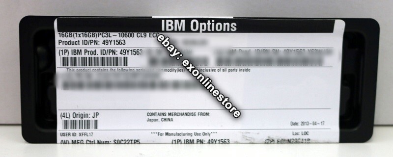 49Y1563 - 16GB (1x16GB, 2Rx4, 1.35V) PC3L-10600 49Y1565 47J0170