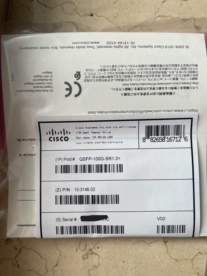 Cisco QSFP-100G-SR1.2 100Gbps QSFP Transceiver Module new sealed Hologram