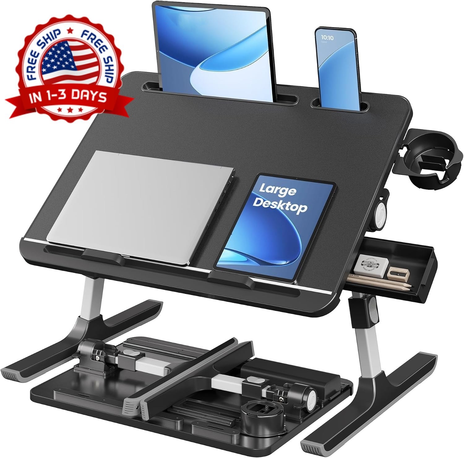 Mesa para laptop ajustable soporte portatil cama sofa bandeja lectura negro med
