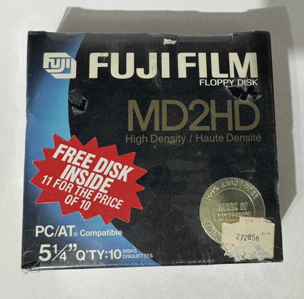 NEW/Sealed Fuji Film 5 1/4"5.25" Floppy Disk MD2HD 10-Pack