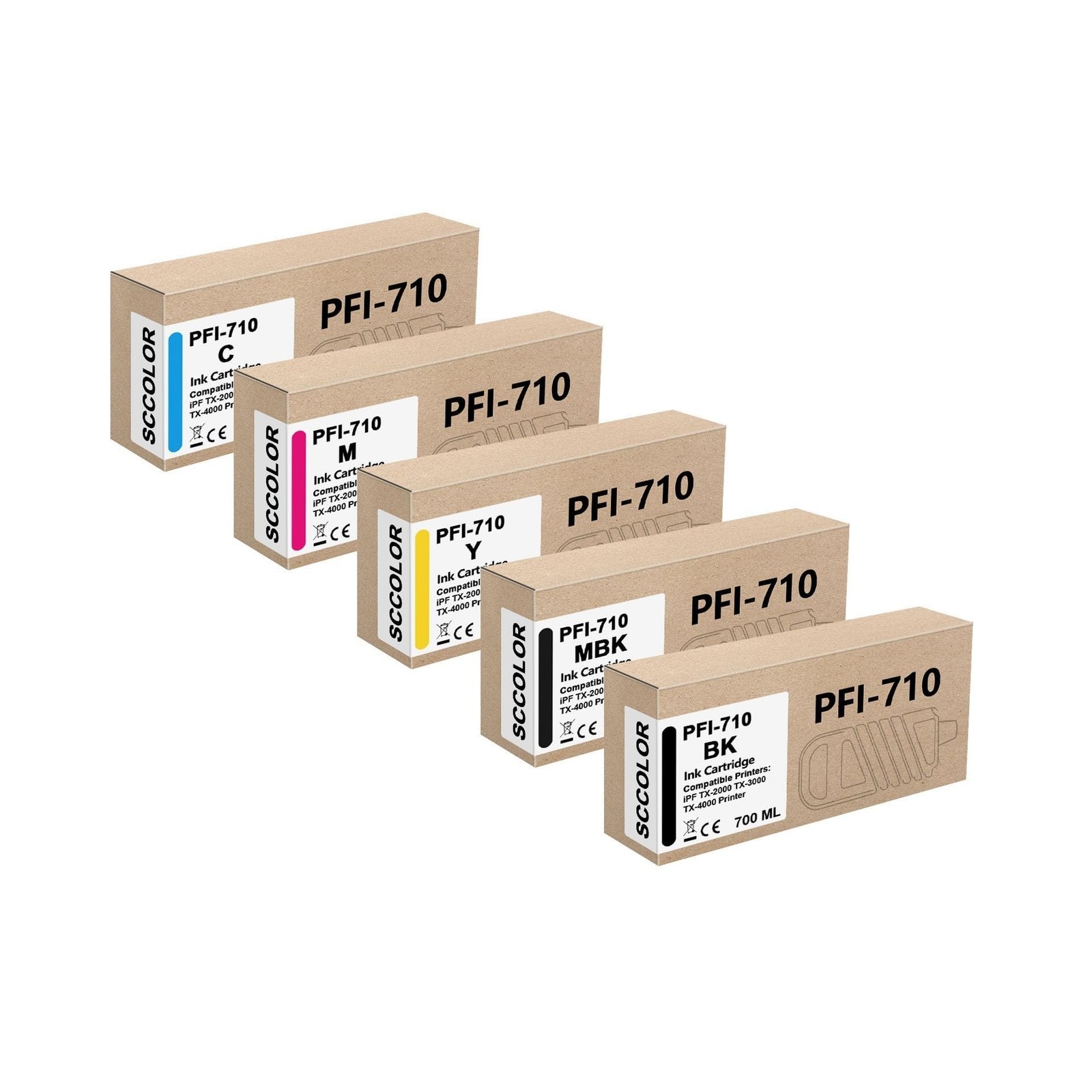 PFI-710 Ink/PFI-710 PFI710 Pigment Ink Tank Bundle Replacement for Canon PFI-...