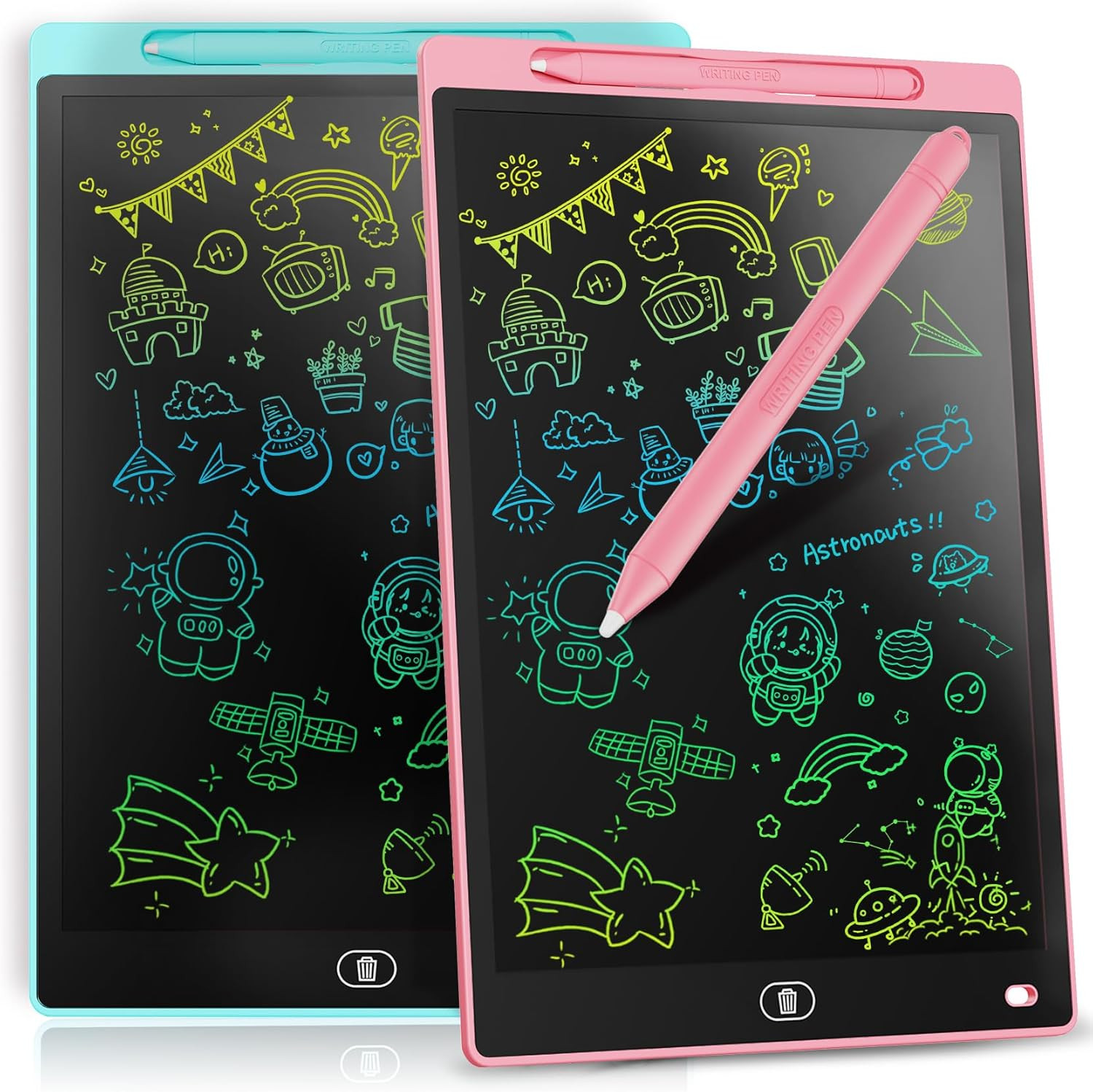 Paquete de 2 Tabletas Escritura LCD 12 Pulgadas para Ninos de 3 a 8 Anos Color