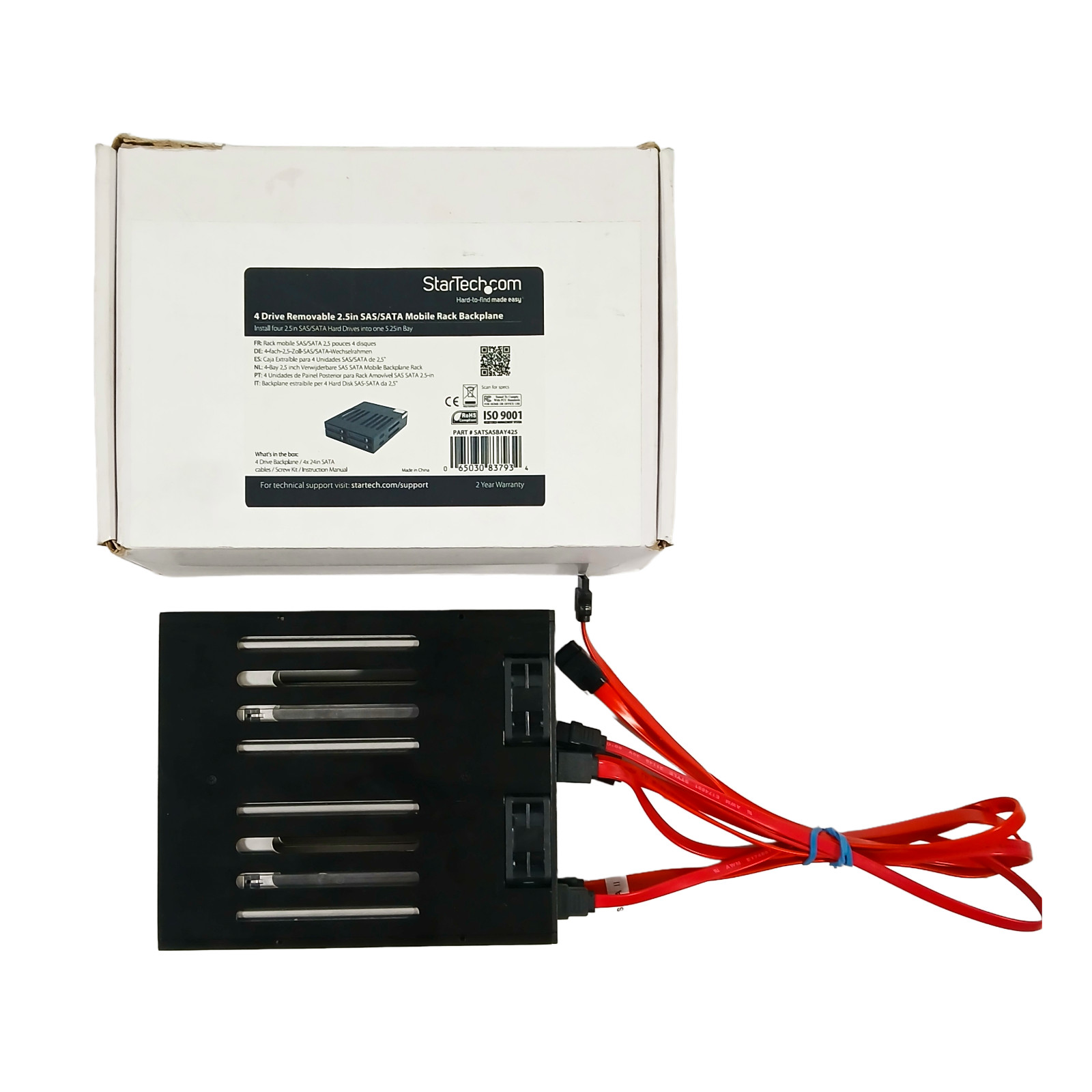 StarTech SATSASBAY425 4-Bay 2.5 Mobile Rack Backplane SAS SATA 5.25 Bay Black