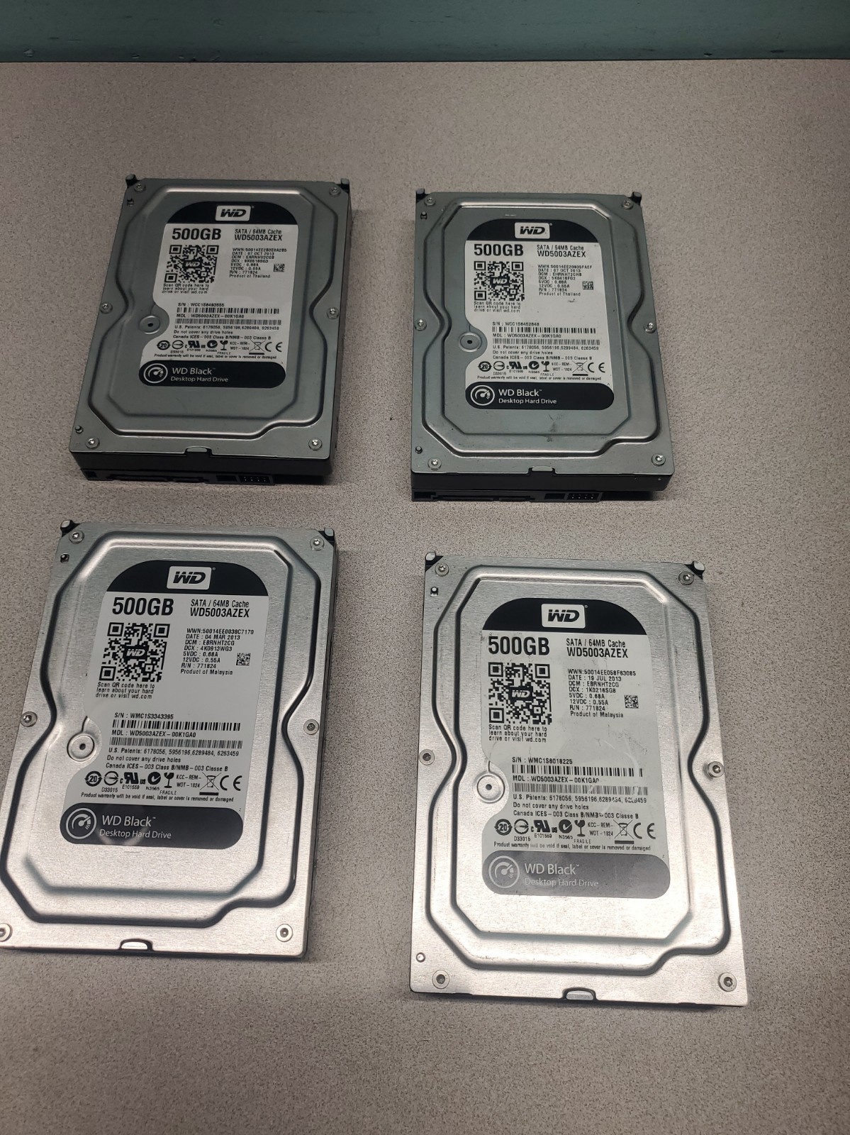 lot of 4  Western Digital Black 500GB 3.5-inch