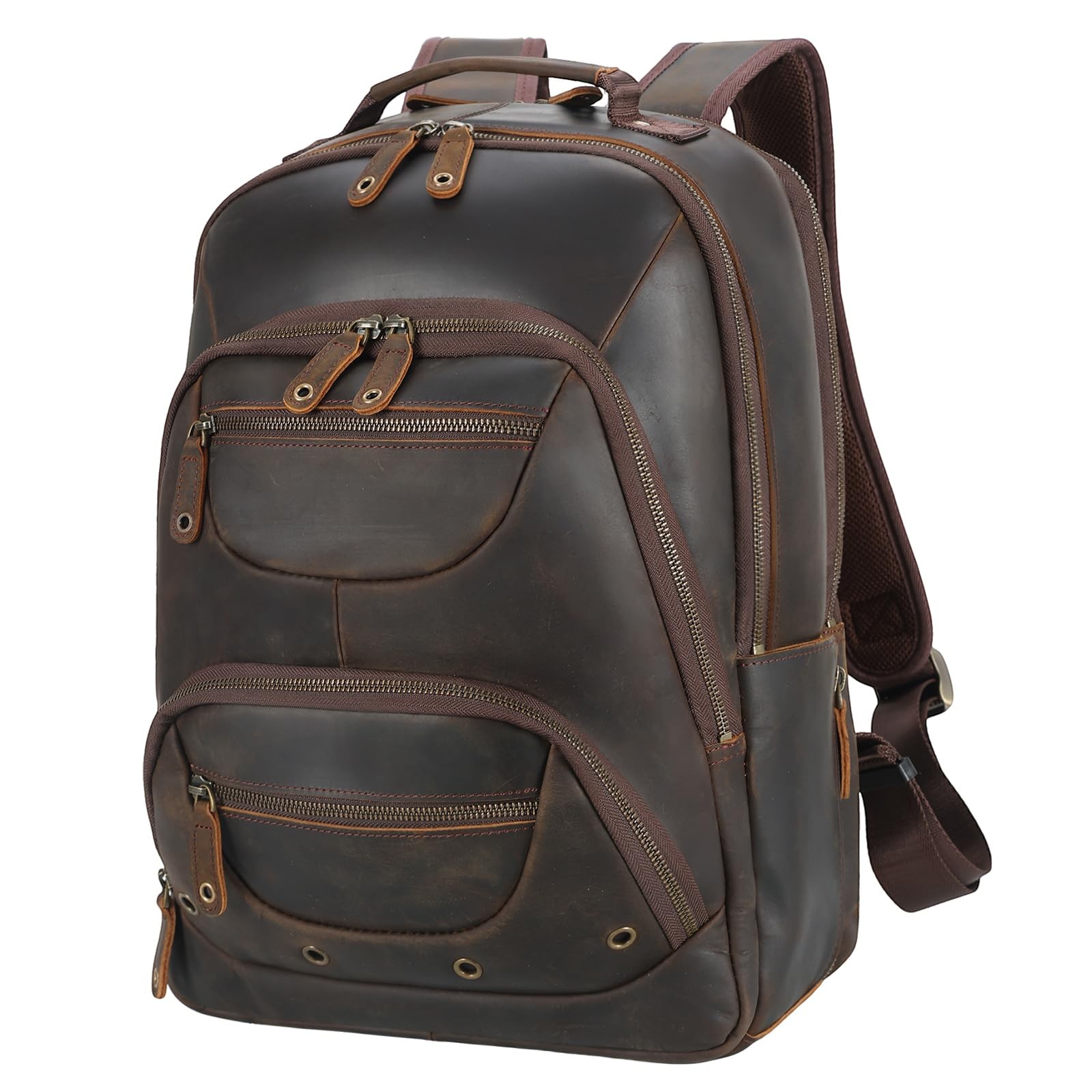 TIDING Full Grain Leather Backpack for Men 16 Inch Laptop Travel Daypack