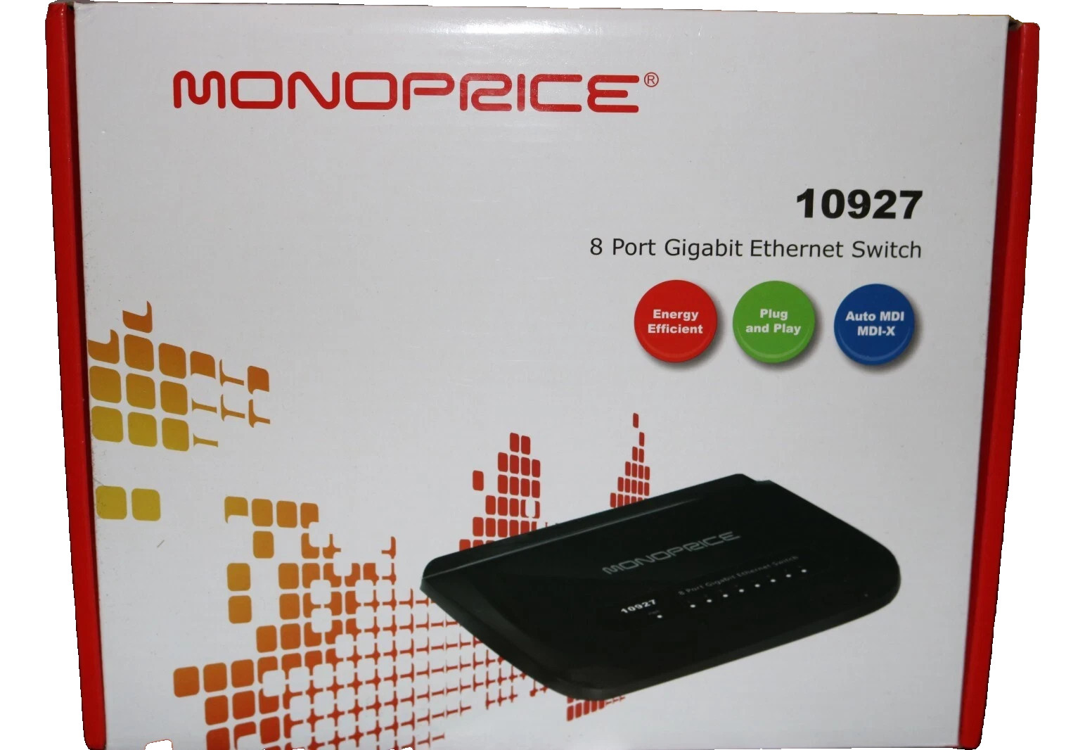 Monoprice Ethernet Switch 8 Port 10/100/1000 Mbps Gigabit Model Number 10927
