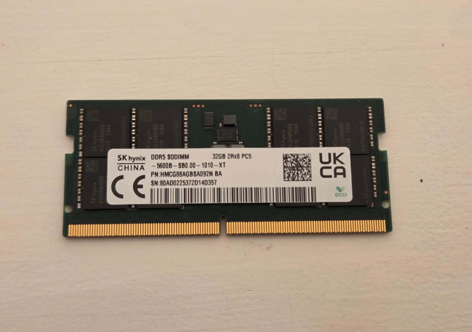 SK hynix 32GB DDR5 SO-DIMM PC5-5600B 262-Pin Laptop RAM HMCG88AGBSA092N