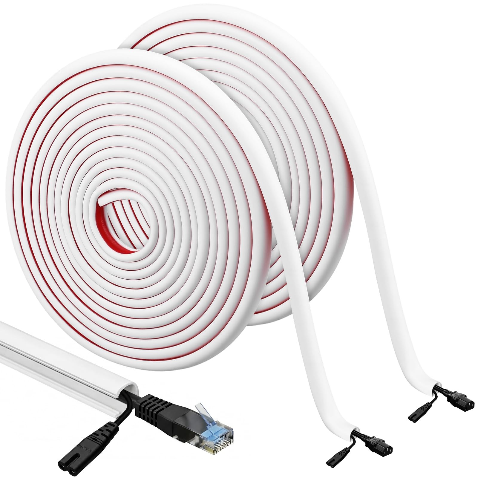 Tatuo 2 Pcs Silicone Wall Wire Hider, 20 ft Each, Self-Adhesive Flexible Cord...