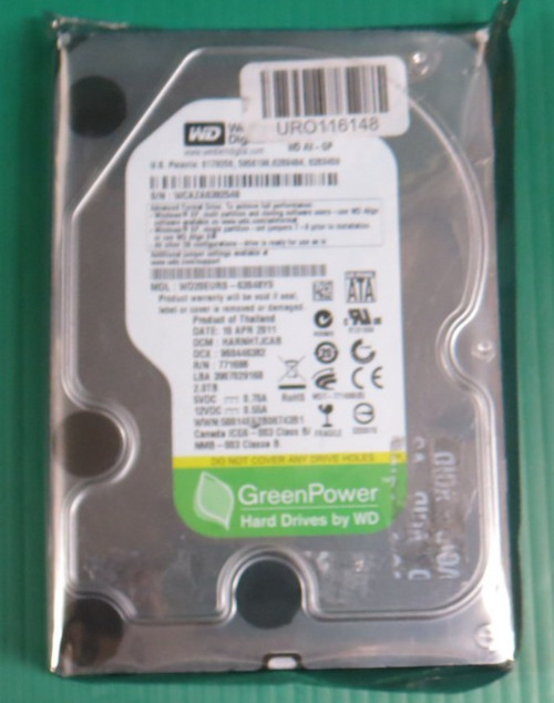 Western Digital 2TB / 64MB / SATA / 5400RPM / 3.5" HDD WD20EURS-63S48Y0 / REFURB