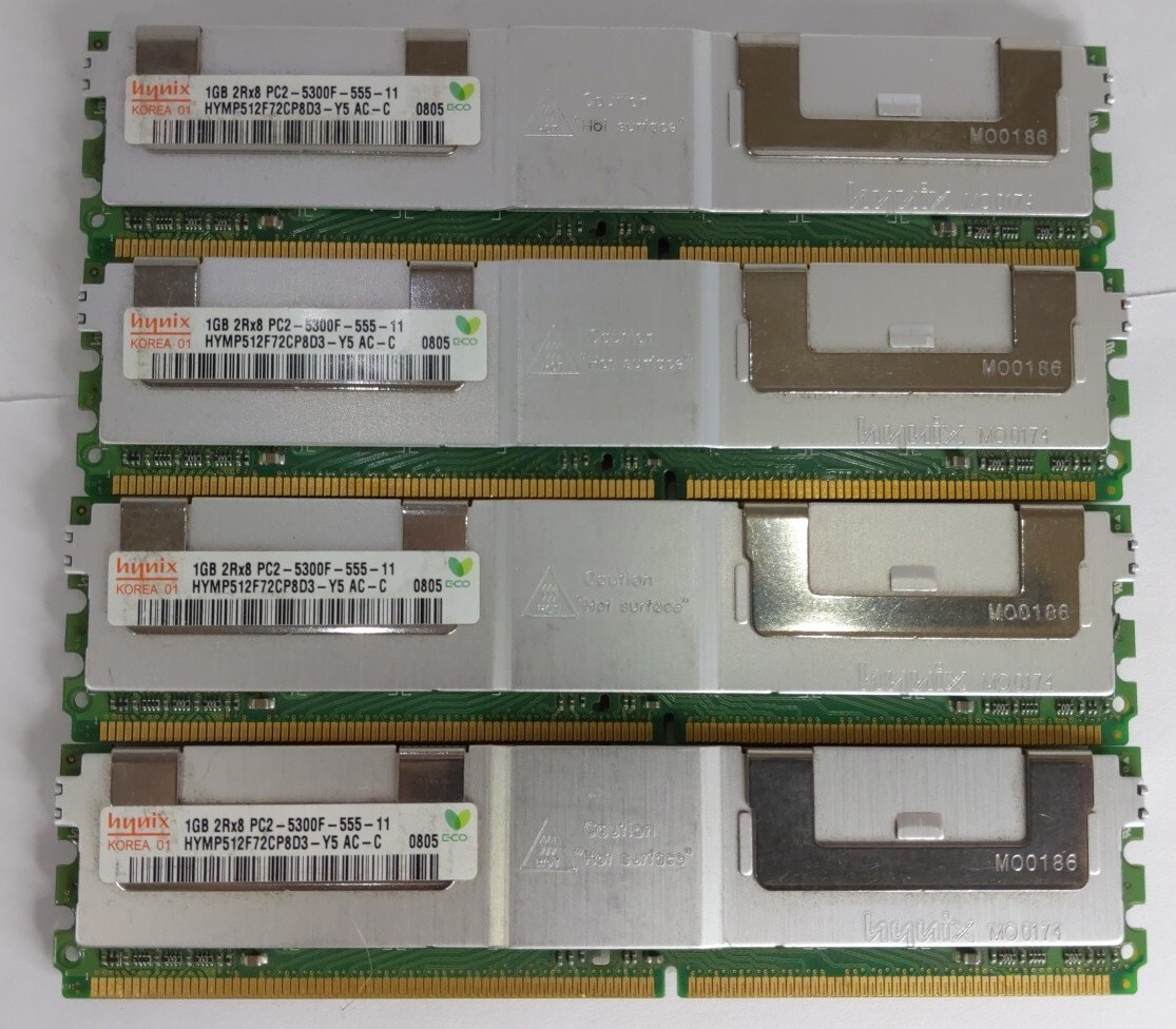 Hynix 4GB (4X1GB) 2Rx8 PC2-5300F ECC Server Memory RAM HYMP512F72CP8N3-Y5