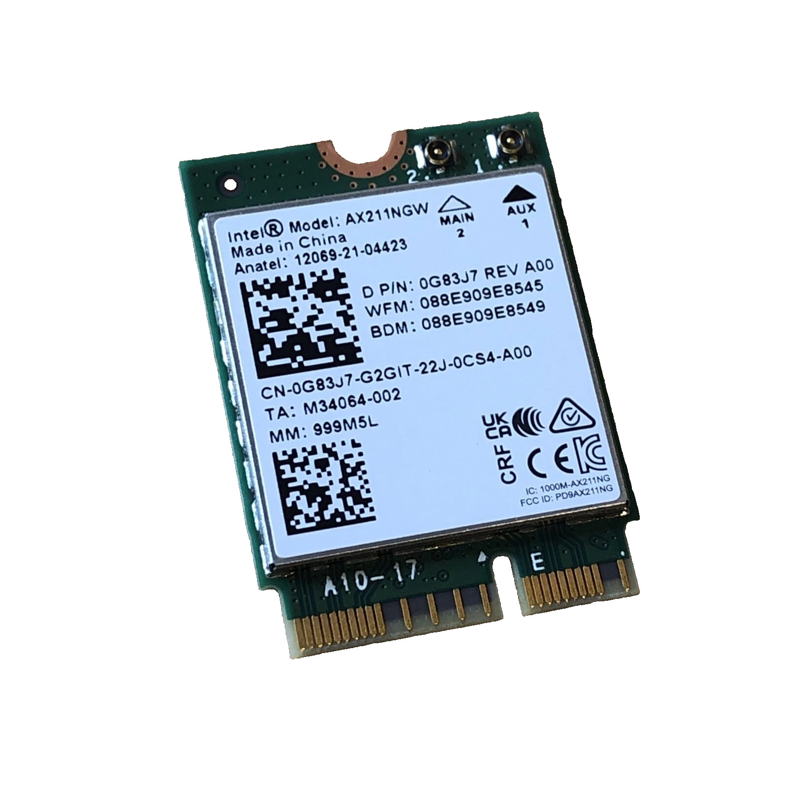 NEW OEM Dell AX211 Wireless Tri Band WiFi 802.11ax Bluetooth 5.2 M.2 Card G83J7