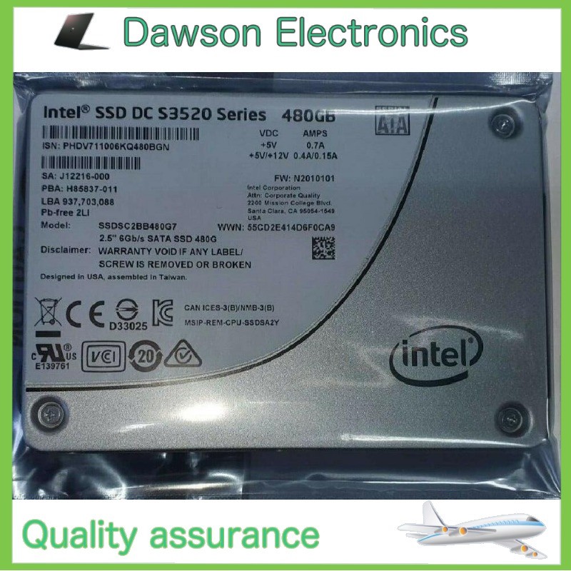 New Intel DC S3520 SERIES SSDSC2BB480G7 480GB SATA-6GBPS 3D1 MLC 2.5" SSD Drives
