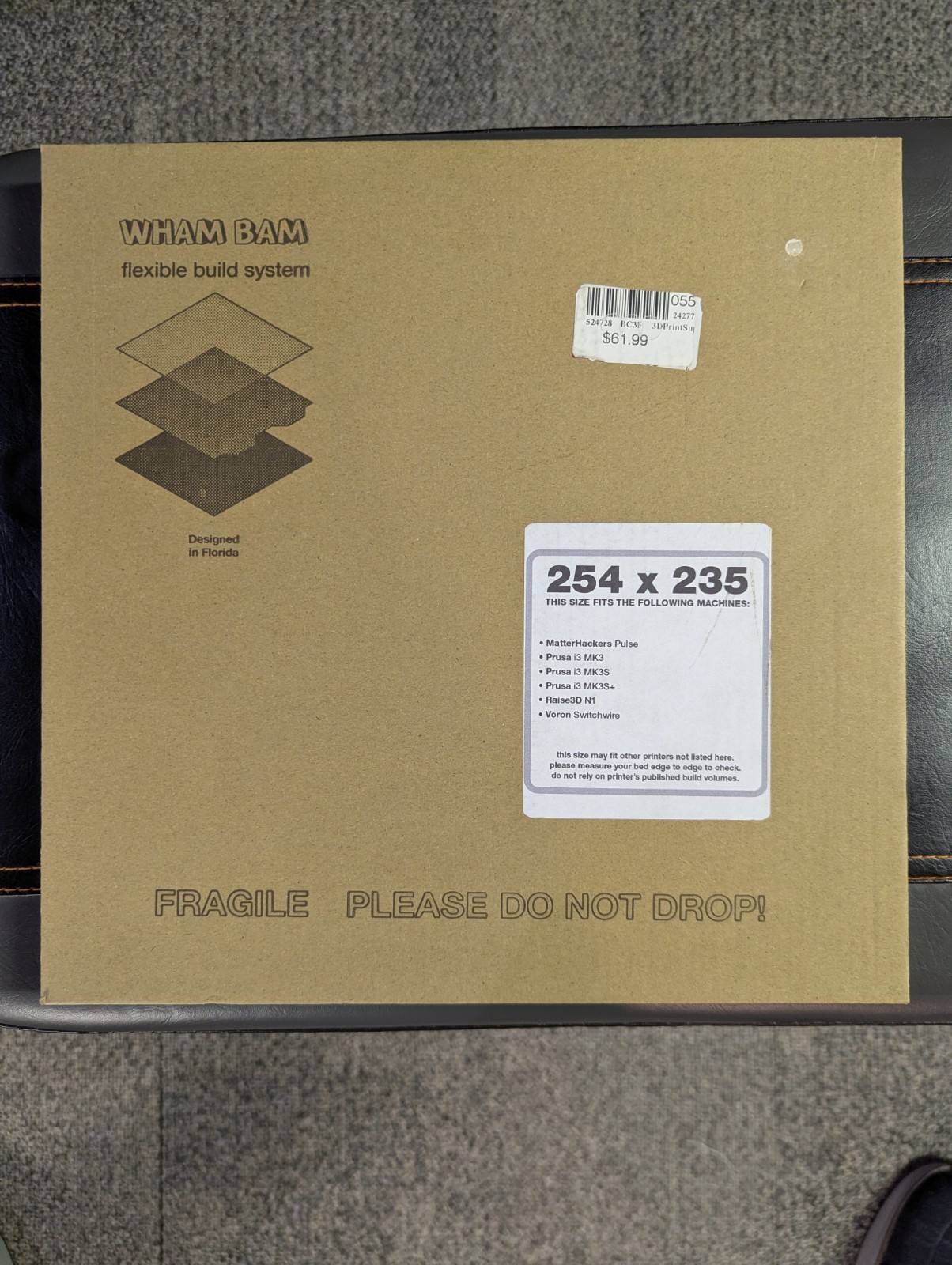 Wham Bam Flexible Build System 254x235mm for Prusa I3 MK3/S or MK4/S PEX Plate