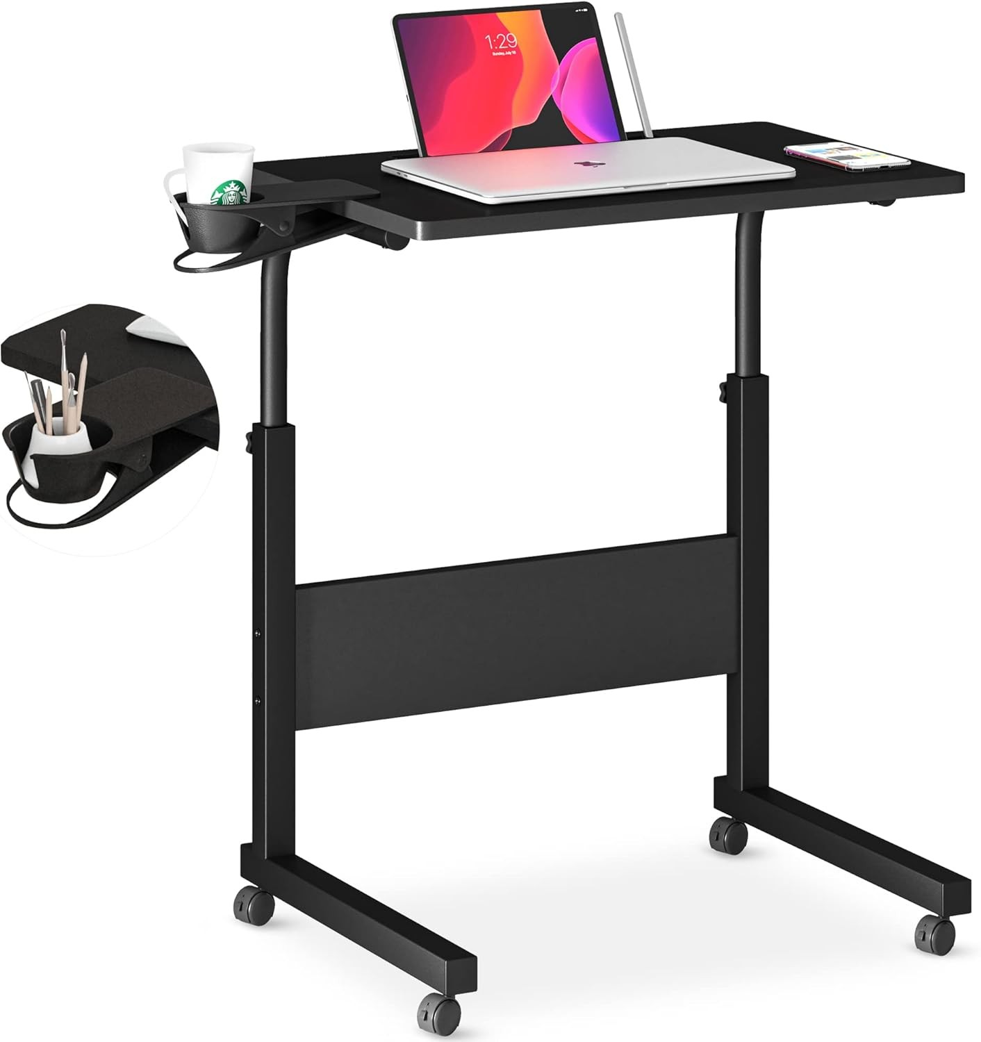 Rolling Standing Desk Height Adjustable Stand Up Laptop Desk Standup Workstation