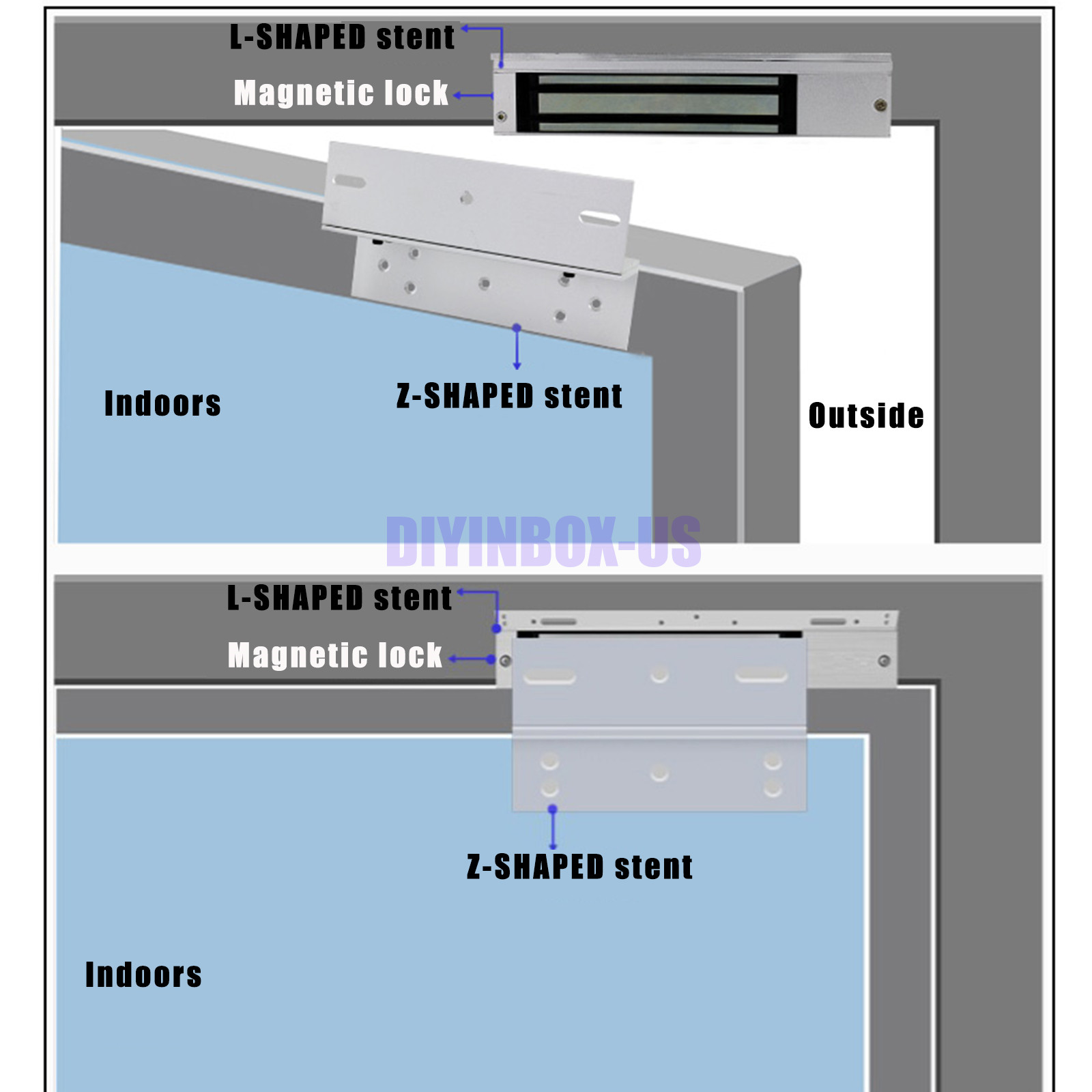 280KG/600lbs For Inward Door ZL Bracket Holding Force Electric Magnetic Lock US