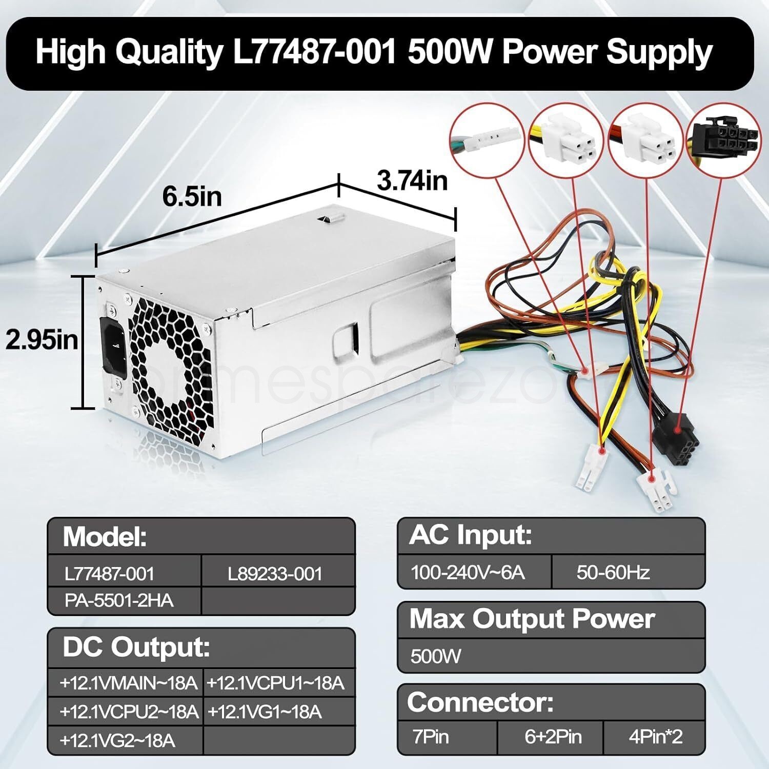 Power Supply L77487-001 L89233-001 FOR HP 280 G8 Pro Z2 L77487-003 500W PSU US