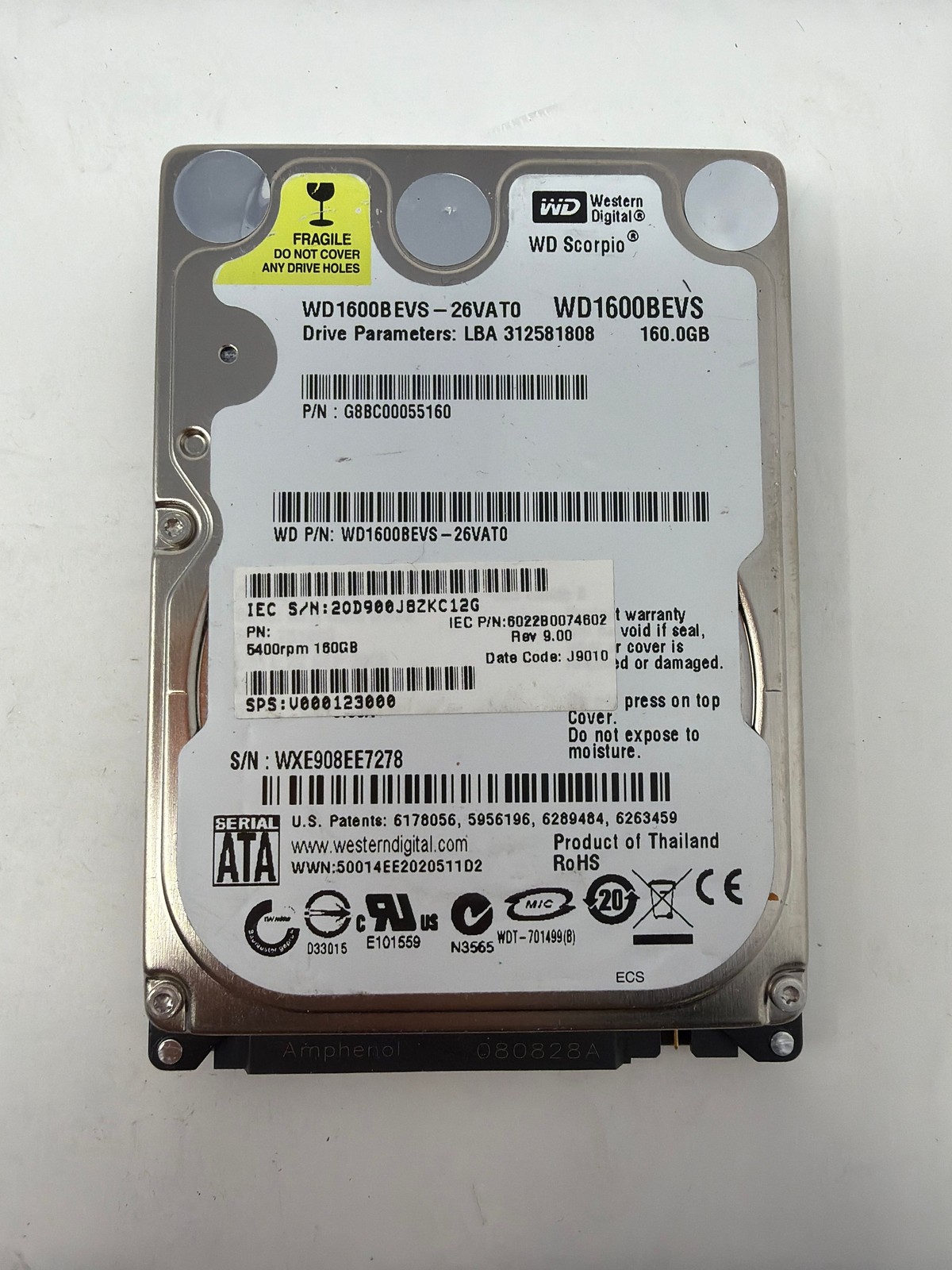 Western Digital WD1600BEVS-26VAT0 160GB SATA Grade B