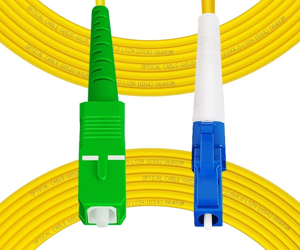 Fibergaga 50m OS2 LC/UPC to SC/APC Single Mode Simplex Fiber Patch Cable