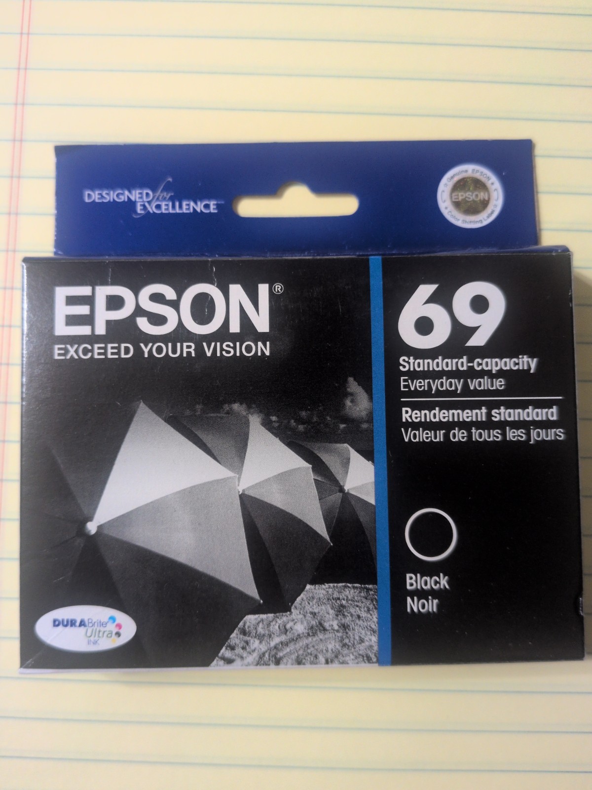 Epson 69 Standard-Capacity Black Ink Cartridge DuraBrite Ultra C13T069120