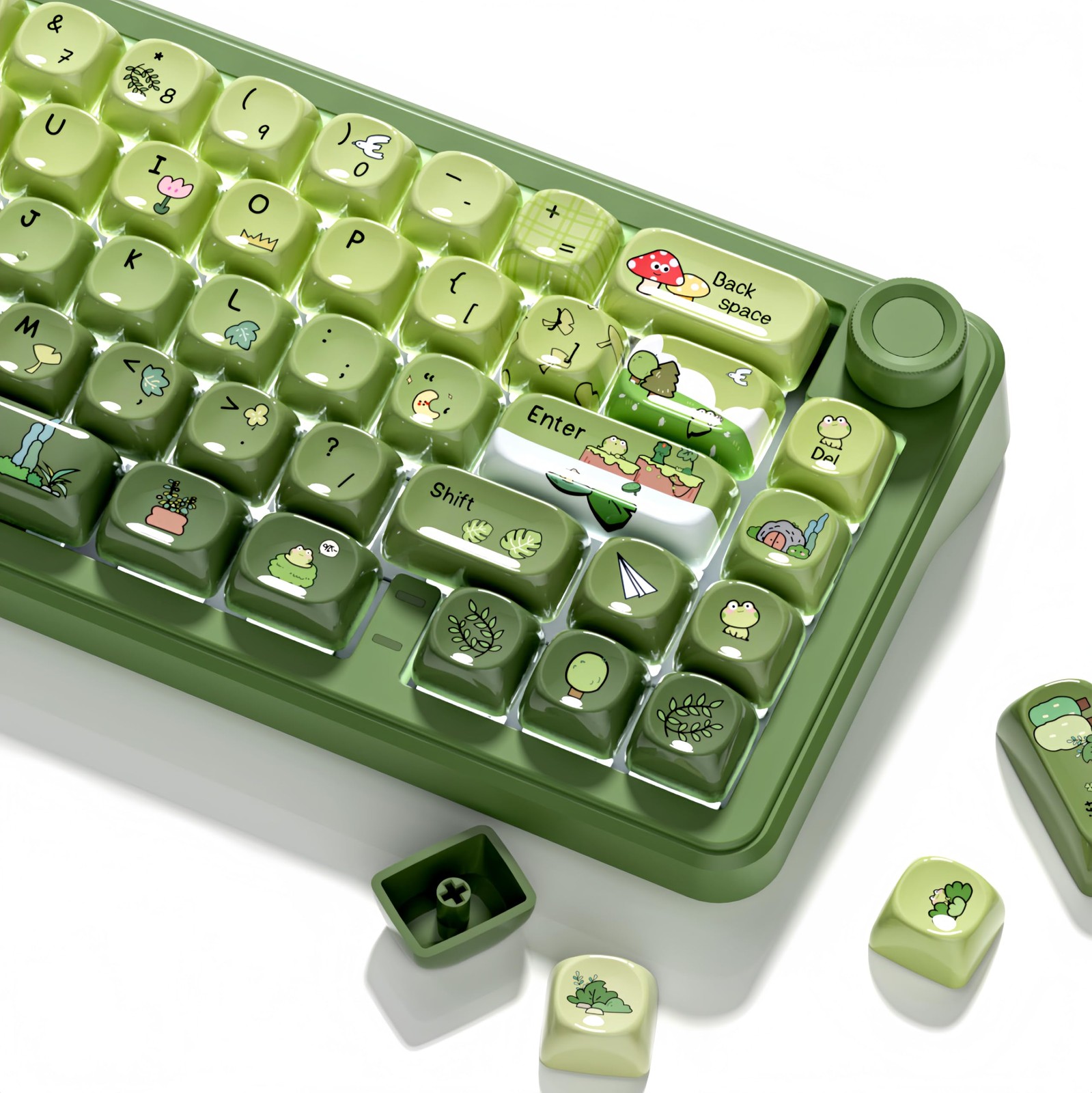 dagaladoo PBT Keyboard keycaps Ceramic Style,Matcha Green moa keycaps