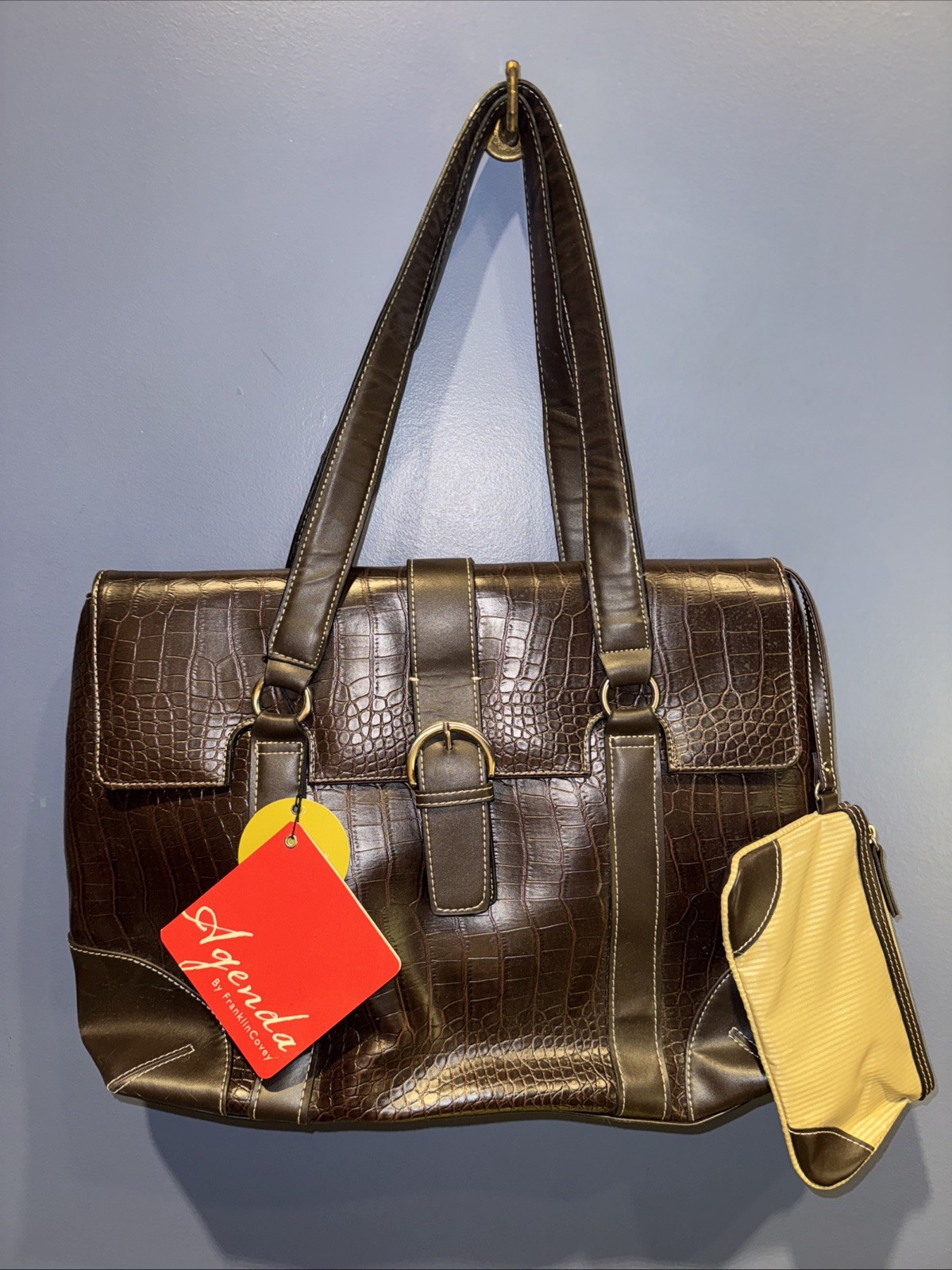 Womens Brown Business Tote, Agenda By Franklin Covey, NWT 19” X 13”
