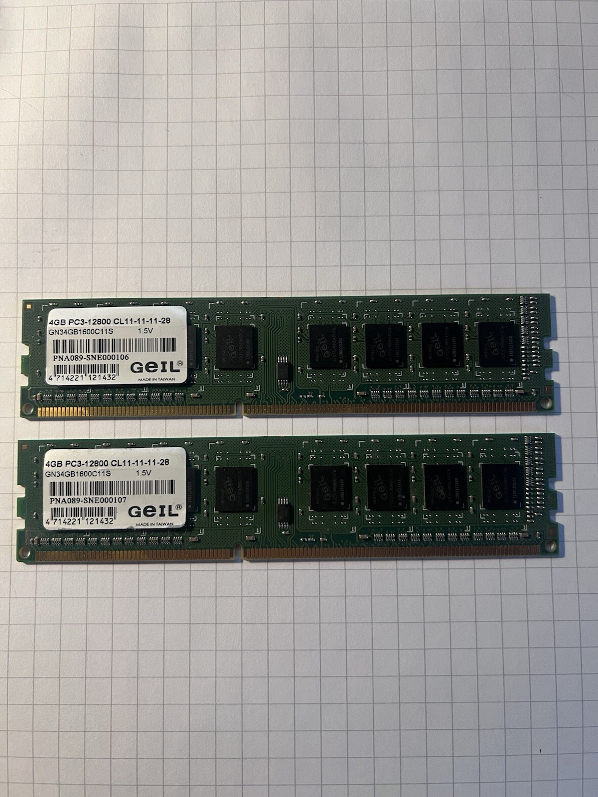 Geil 8GB PC3-12800 DDR3-1600MHz Desktop Memory RAM GN38GB1600C11S