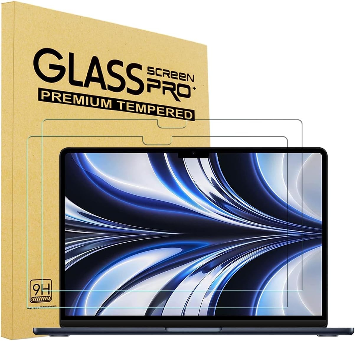 2 Pack Clear Tempered Glass Screen Protectors for 13" MacBook Air, 9H Hardness