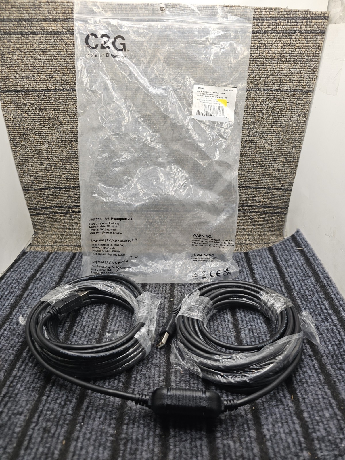Legrand C2G 38998 USB 2.0 A-to-B Active Extension Cable, 12m (39.4ft) Length