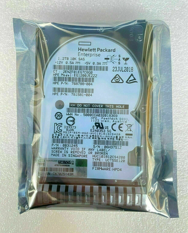 For HPE 872479-B21 872737-001 1.2TB 10K 12G 2.5 SAS SC DS