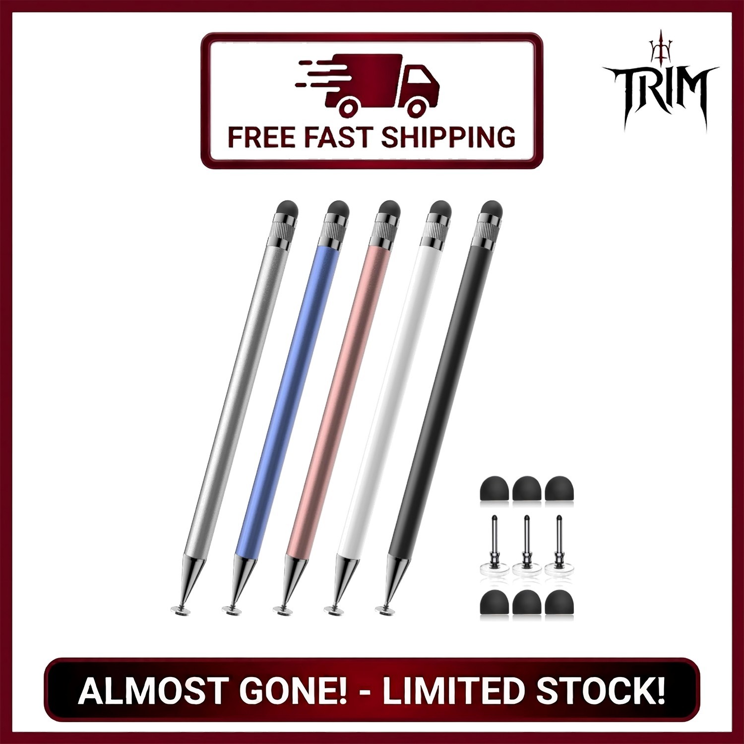 Stylus5 Pcs 2-in-1 Capacitive Stylus Pen for Touchscreens iPad iPhone Galaxy ...