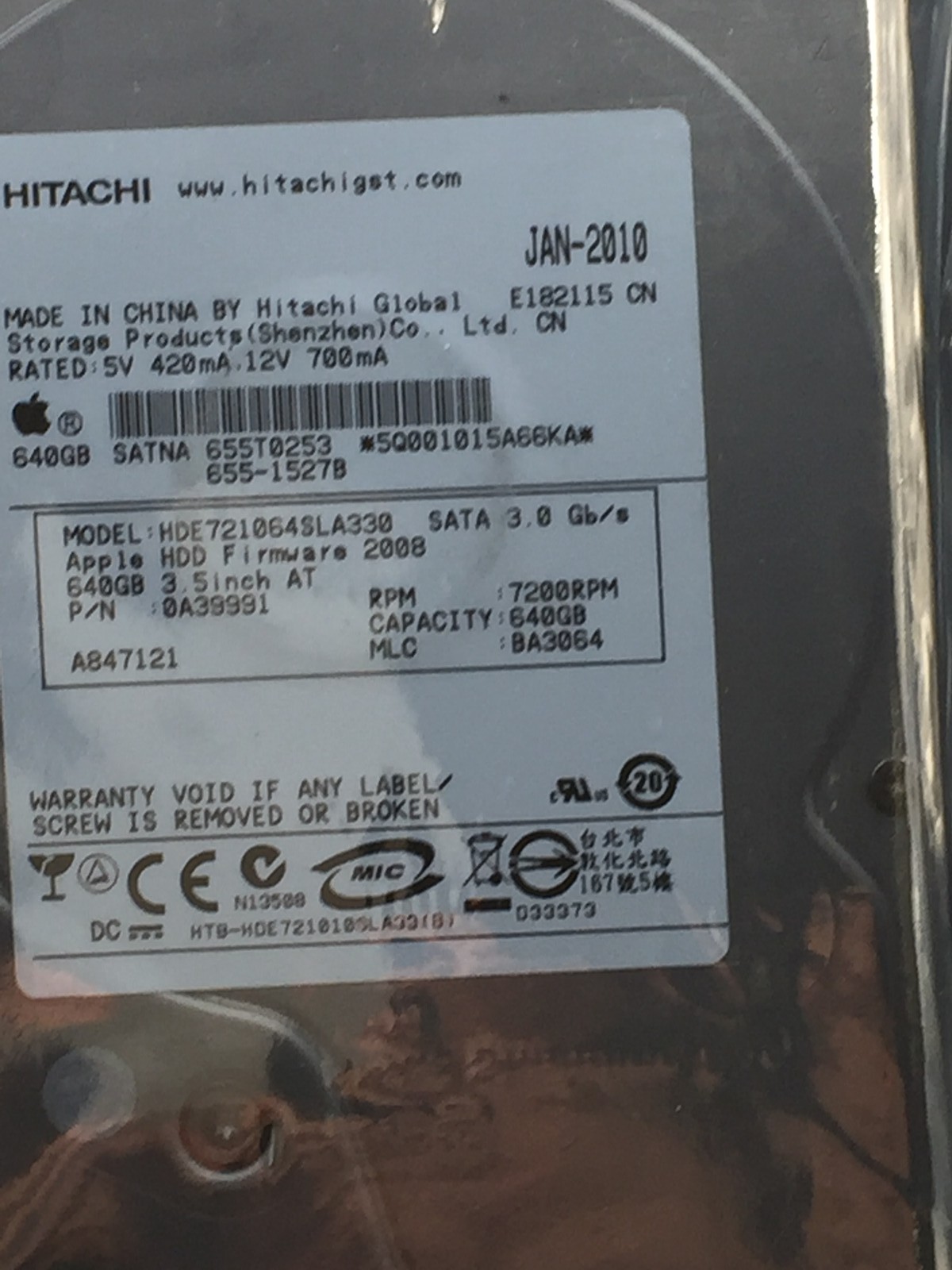 Hitachi Deskstar E7K1000 640GB 7200 RPM 32MB SATA 3.5" Enterprise HDD Zero Hours