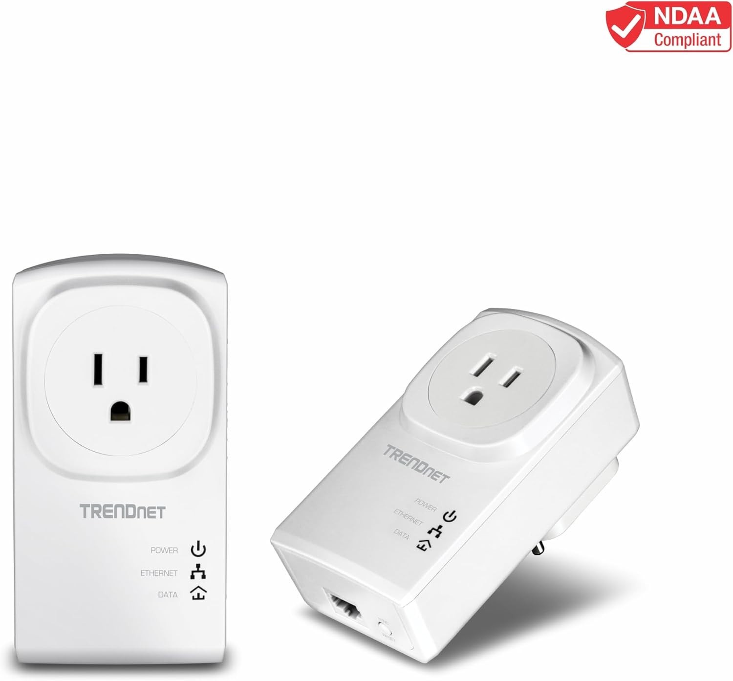2x TRENDnet TPL-407E2K Powerline Pass-Through Adapters - 500Mbps Ethernet White