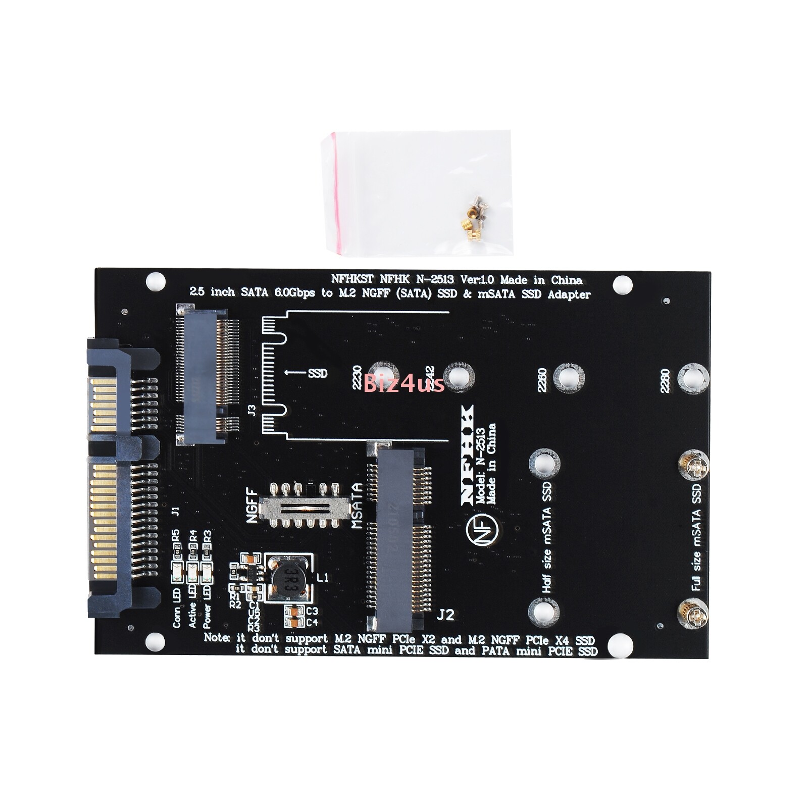 New 2 in 1 mSATA to SATA NGFF M.2 to SATA3 SSD Converter Adapter Card US SHIP