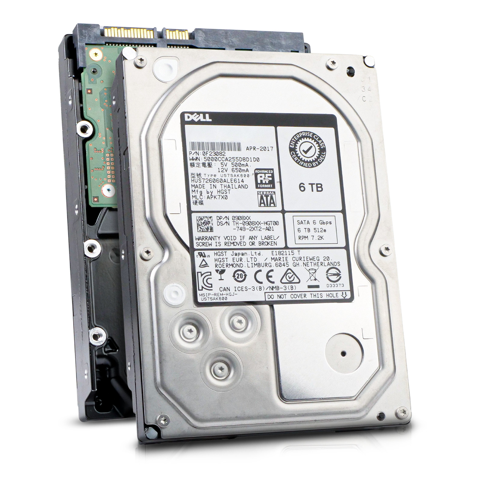 Dell/HGST 7K6000 6TB HUS726060ALE614 0F23082 7.2K RPM SATA 6Gb/s 512e 3.5" HDD