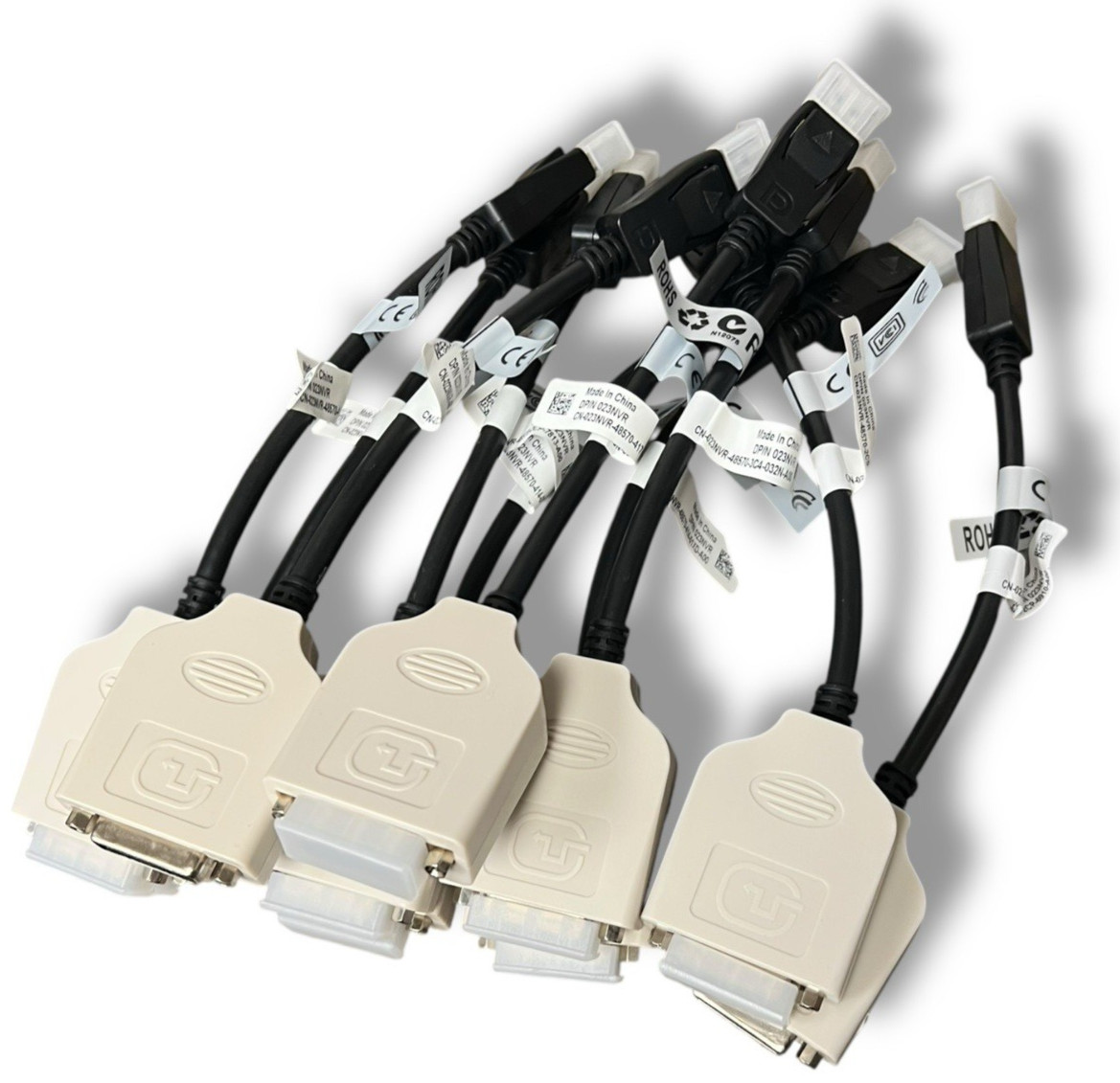 (LOT 10) NEW Amphenol Dell Display to DVI Video Dongle Adapter Cable DP/N 023NVR