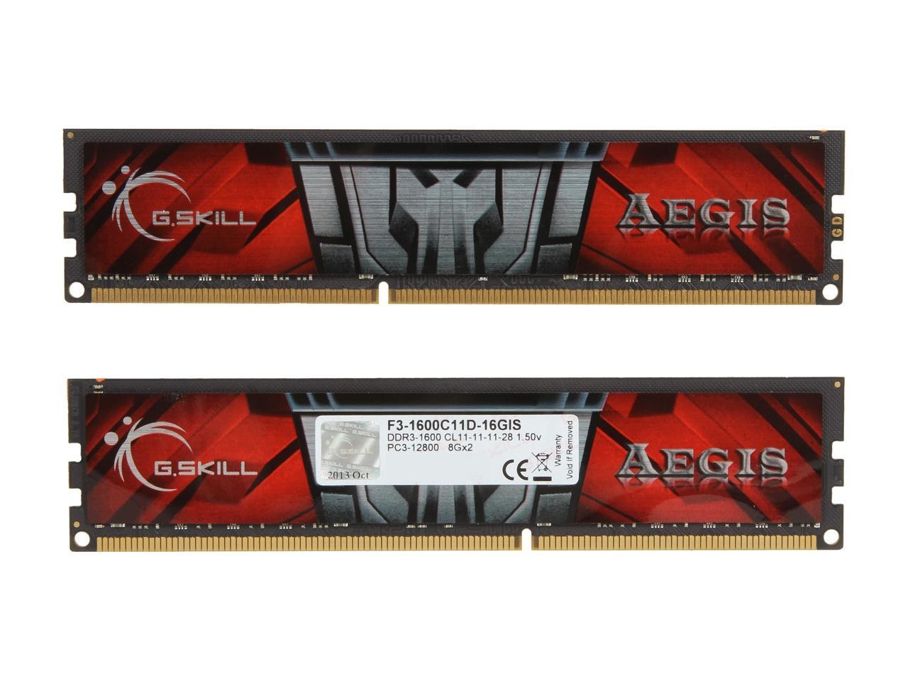 G.SKILL Aegis 16GB (2 x 8GB) DDR3 1600 (PC3 12800) Desktop Memory Model