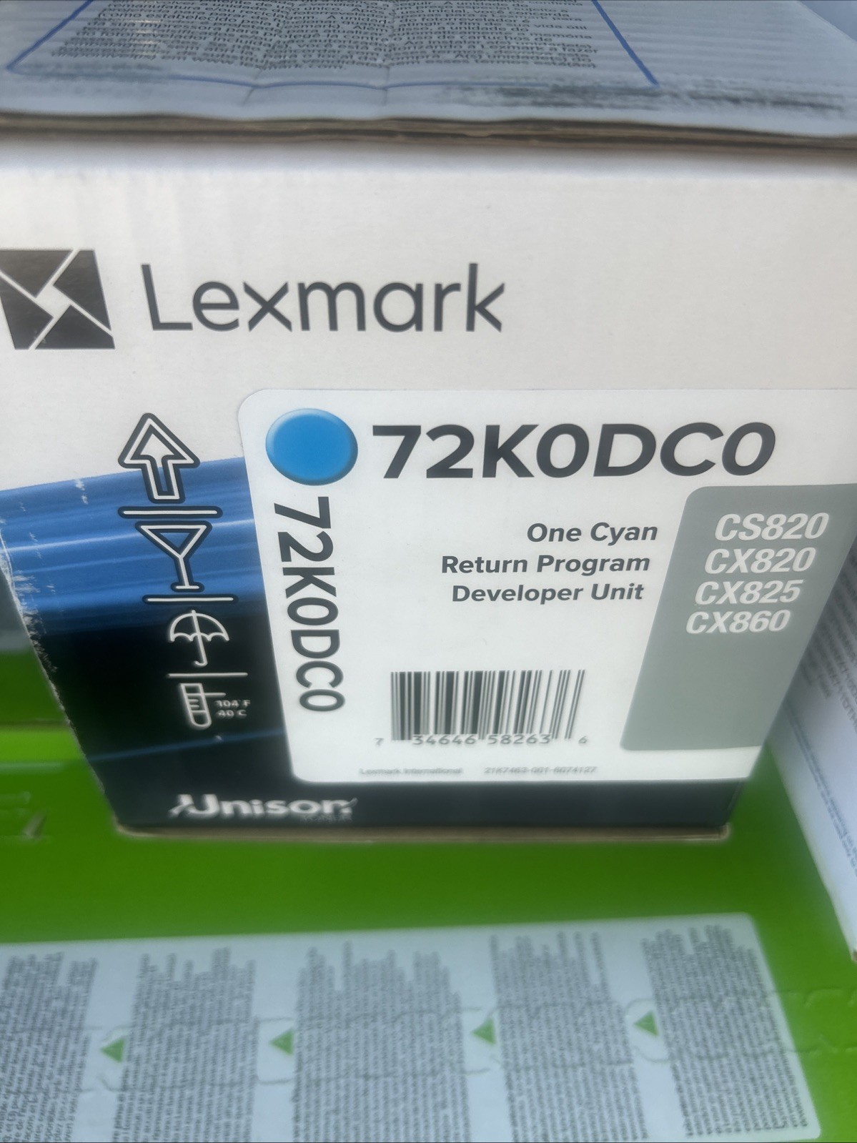 Genuine Lexmark 72K0DC0 Cyan Developer Unit CS820 CX820 CX825 CX860 BNIB