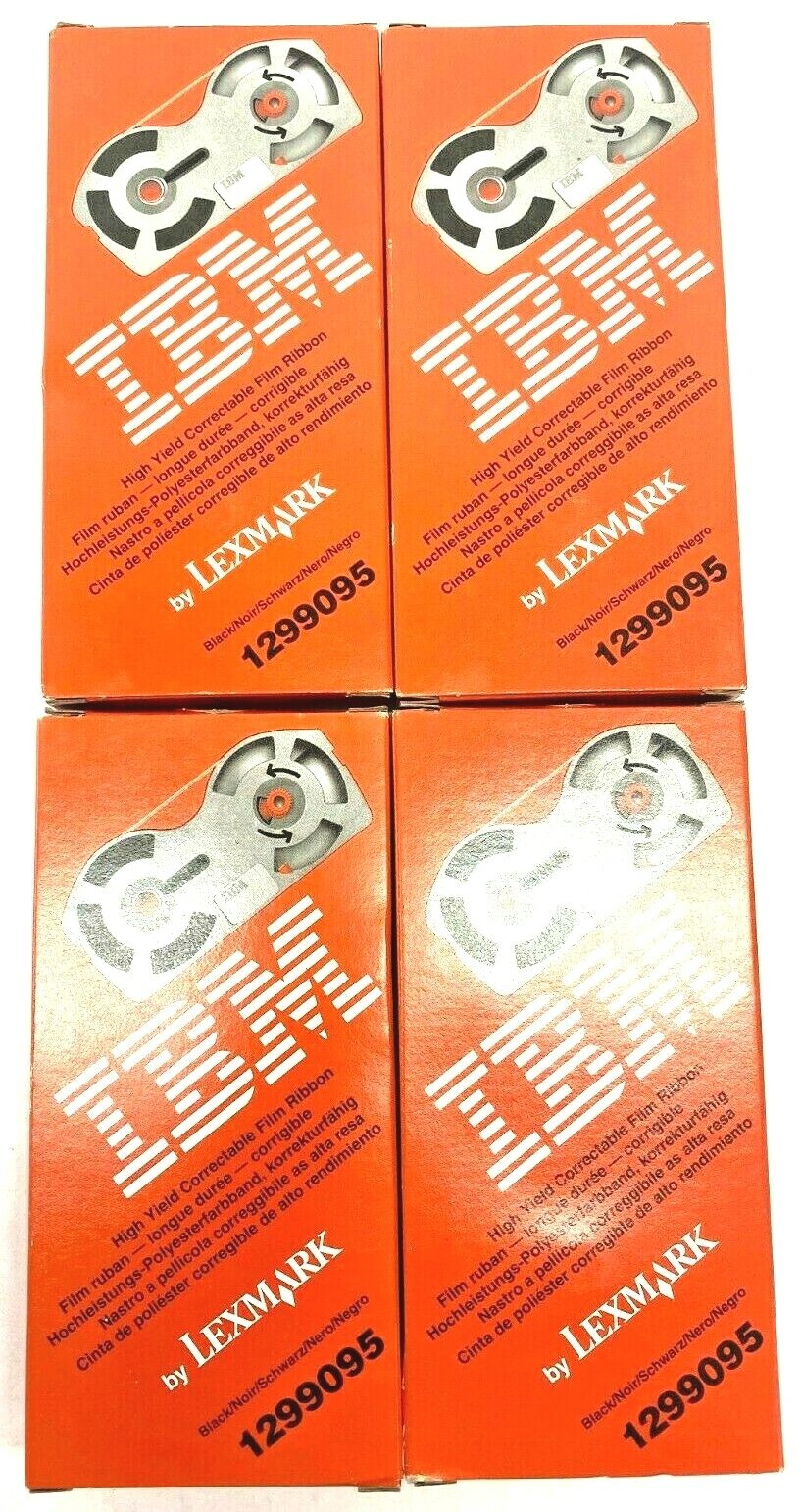 Lot of 4 ~ IBM 1299095 ~ Black ~ High Yield Correctable Film Ribbon ~ NOS