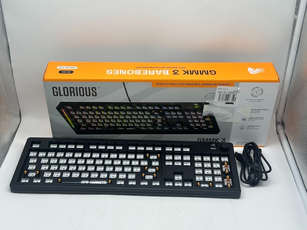 Glorious GMMK 3 100% Barebones RGB Wired Gaming Keyboard - Black