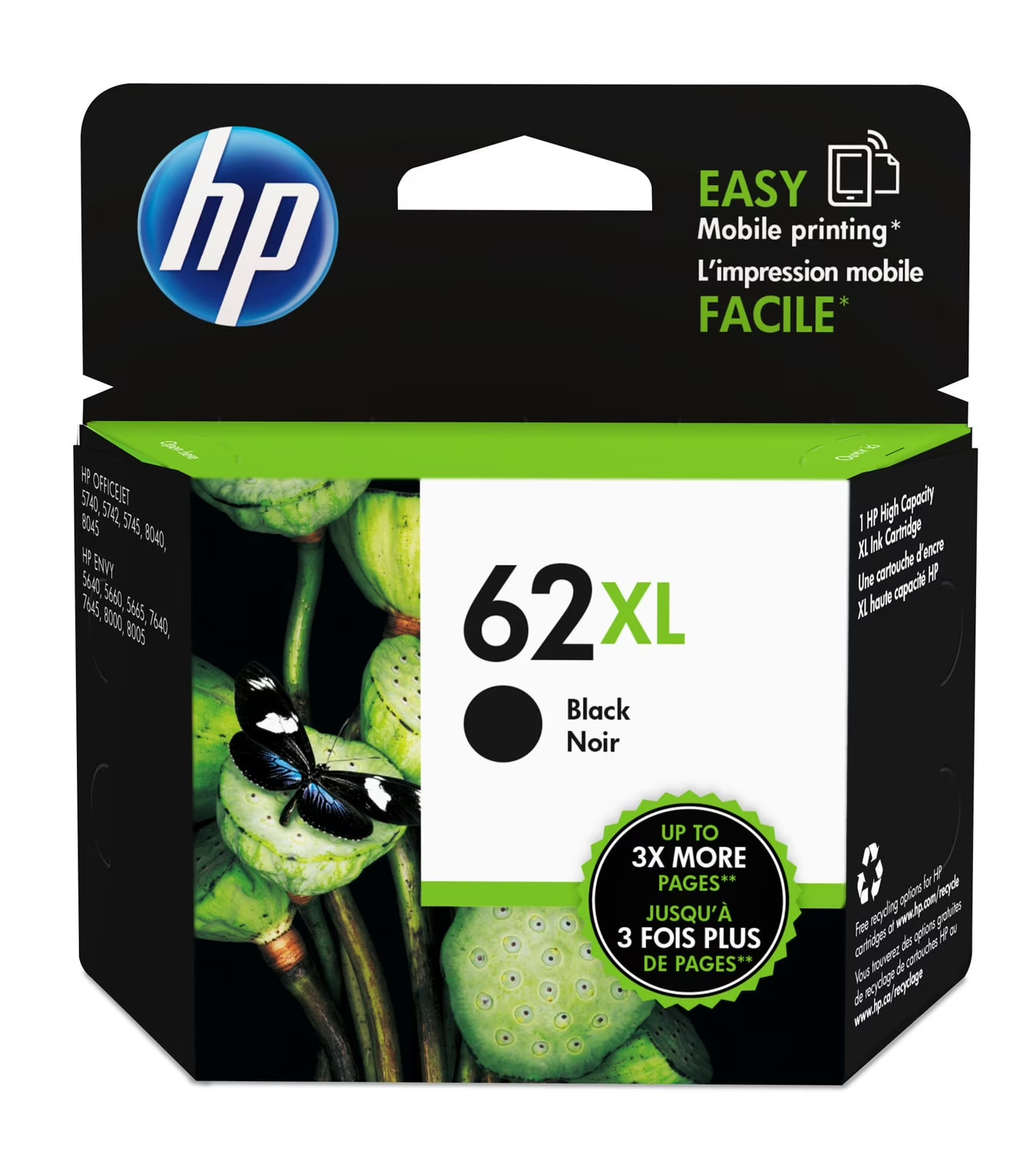 Genuine HP 62XL Black Ink Cartridge ~ 600 pages C2P05AN Original Exp 12/27