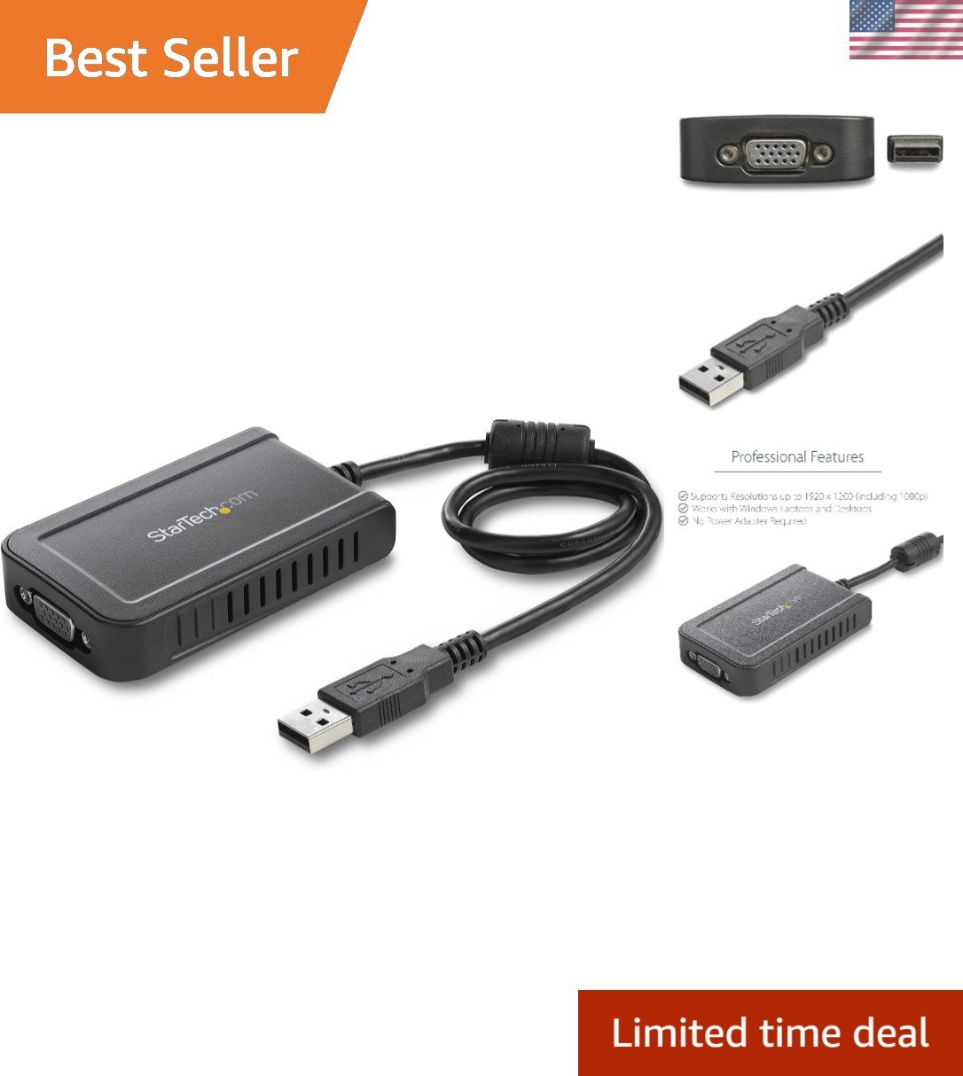 StarTech USB-A 2.0 to VGA Adapter 1920x1200
