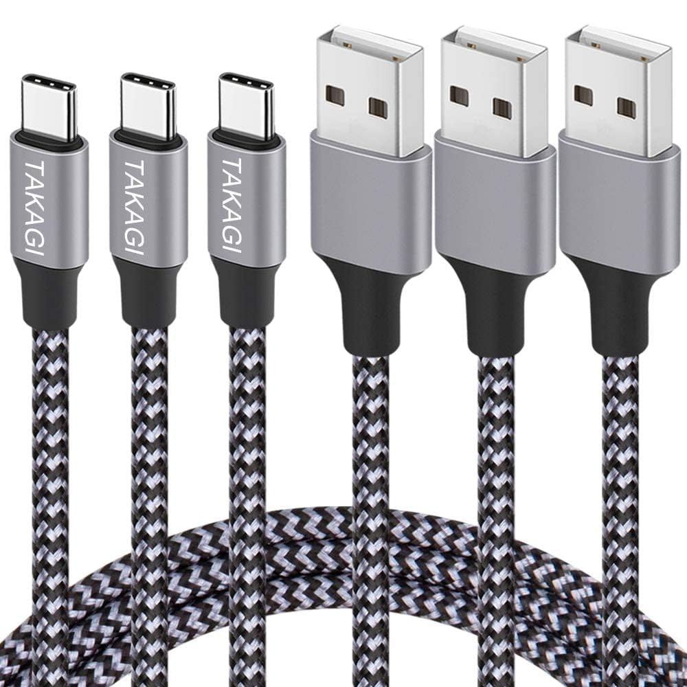 TAKAGI USB to C Cable (3Pack 6ft) A Type C Fast 6Feet, black 