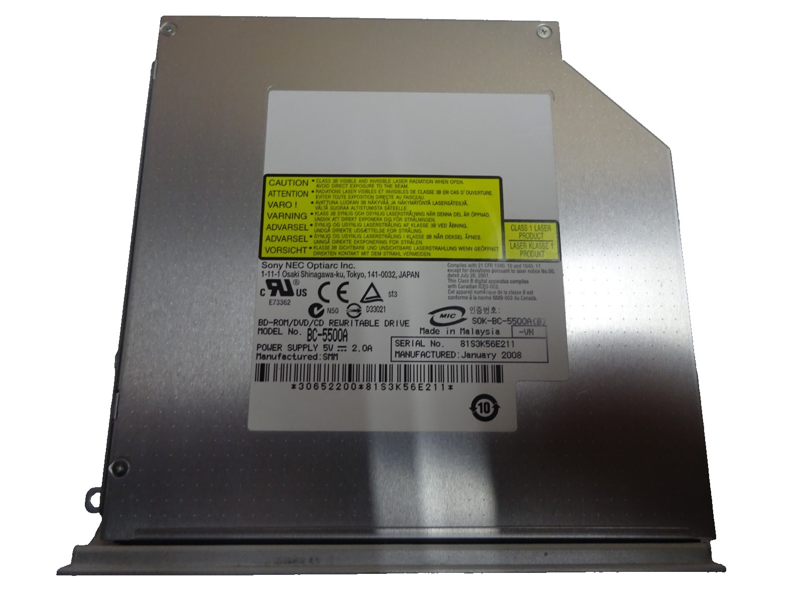 SONY BC-5500A***BLU-RAY DISC / CD / DVD*DRIVE NOTEBOOK IDE DRIVE***#NLW1004