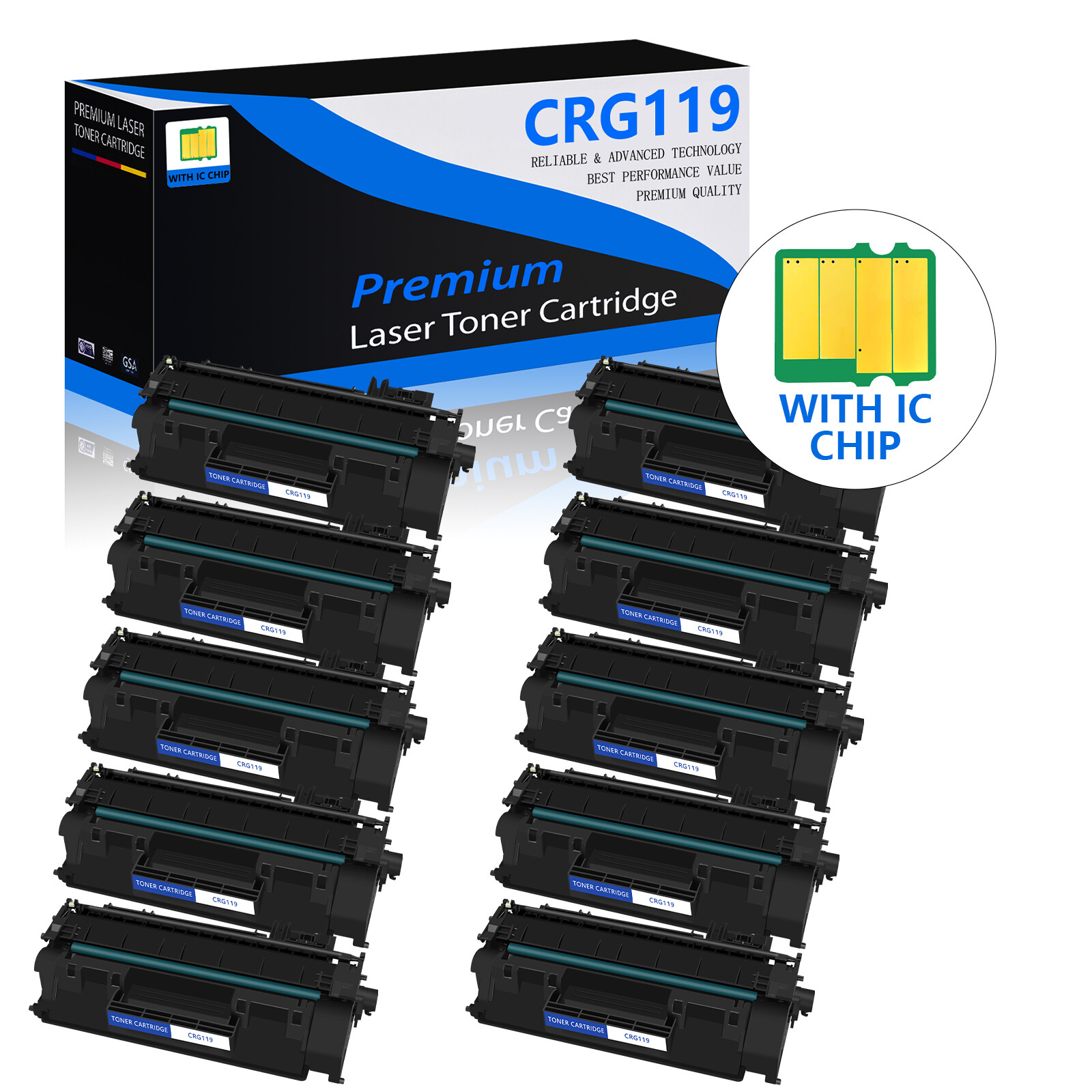 10 Pack Black CRG119 Toner For Canon 119 i-SENSYS LBP6300dn LBP6310dn LBP6650dn