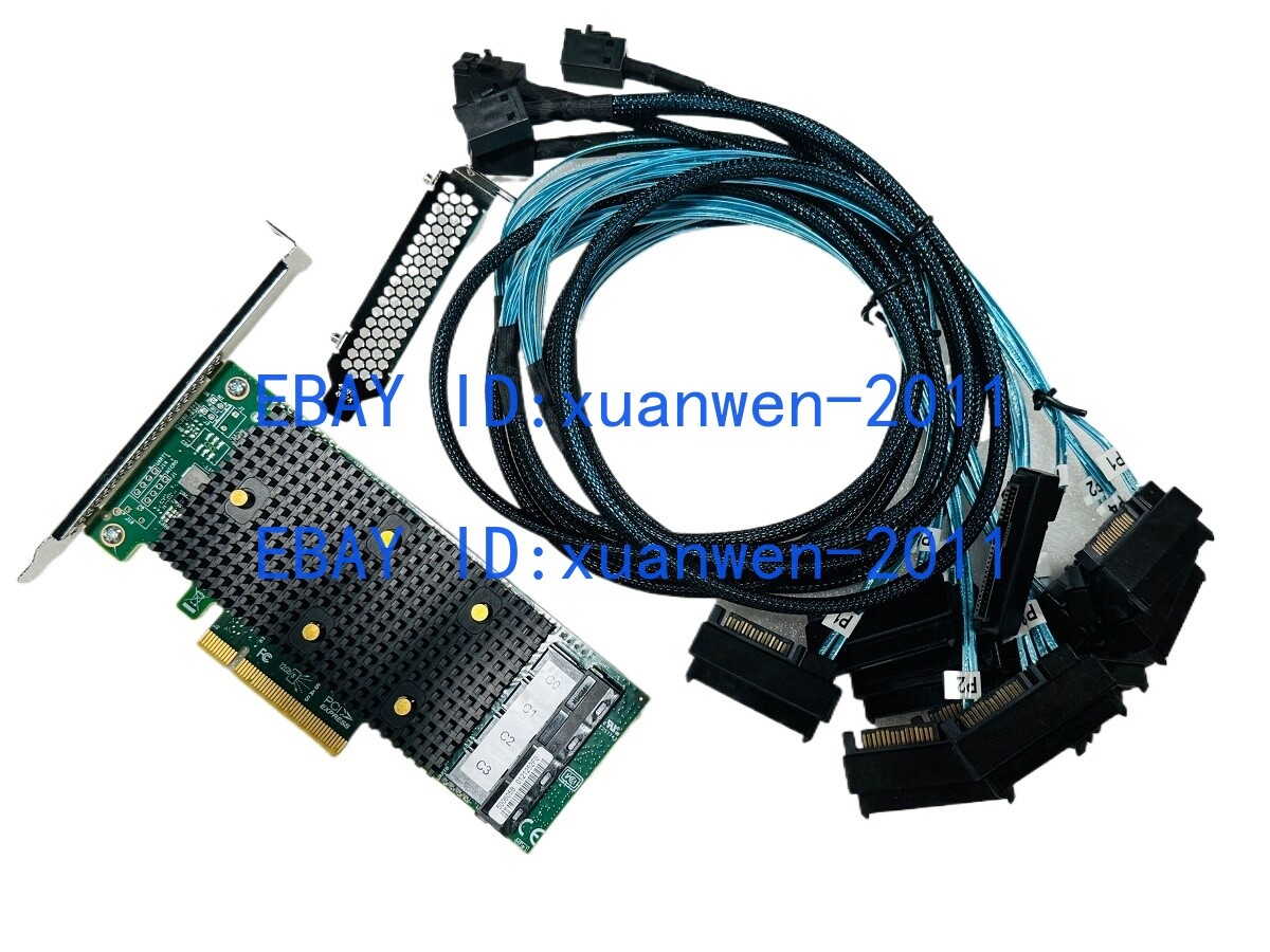 LSI SAS3416 9400-16i  HBA 12G 16Port IT Mode Tri-Mode JBOD +4*SFF-8482 SAS Cable